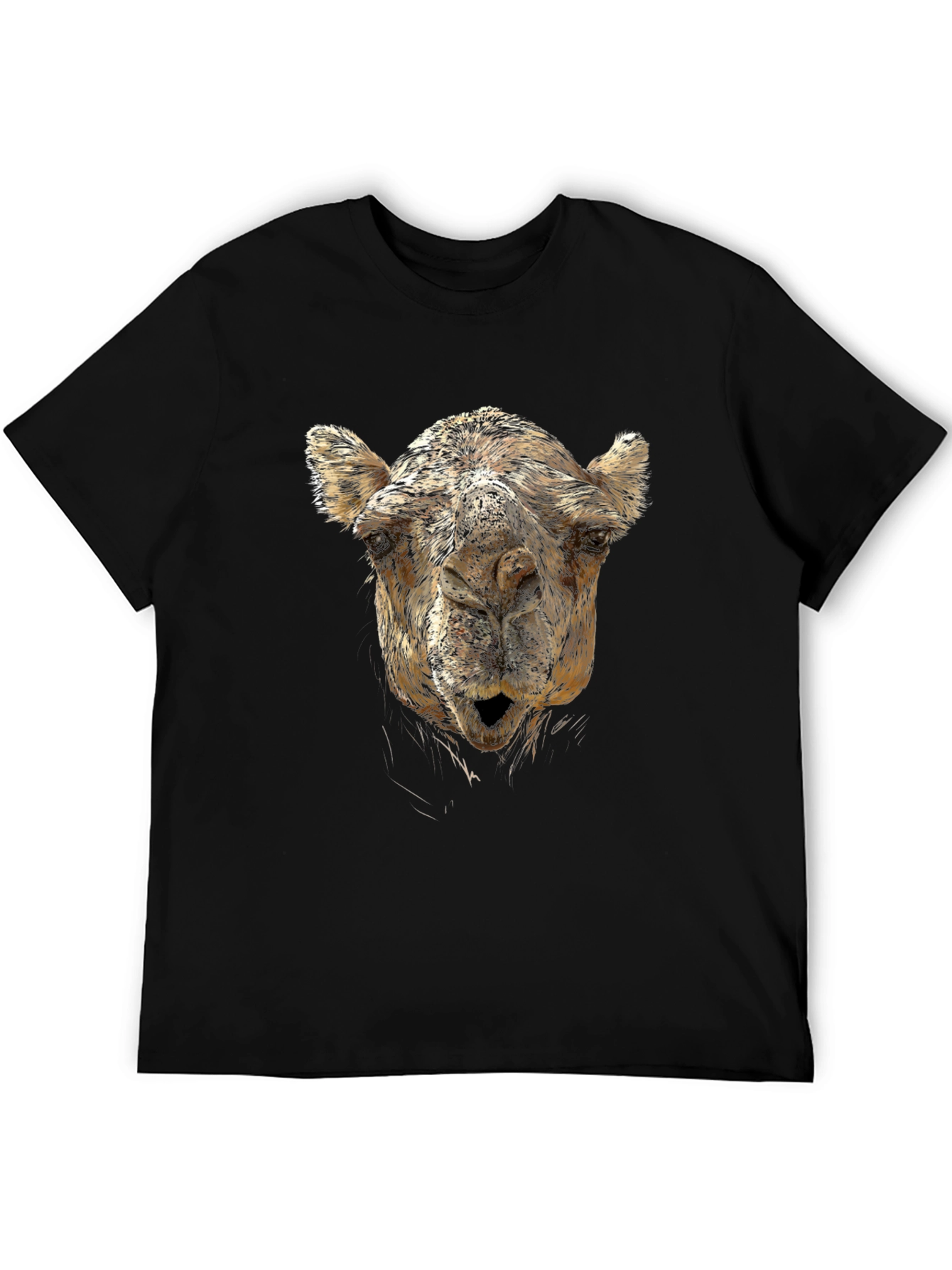 Black Camel Face Graphic Print Black T-Shirt view 5