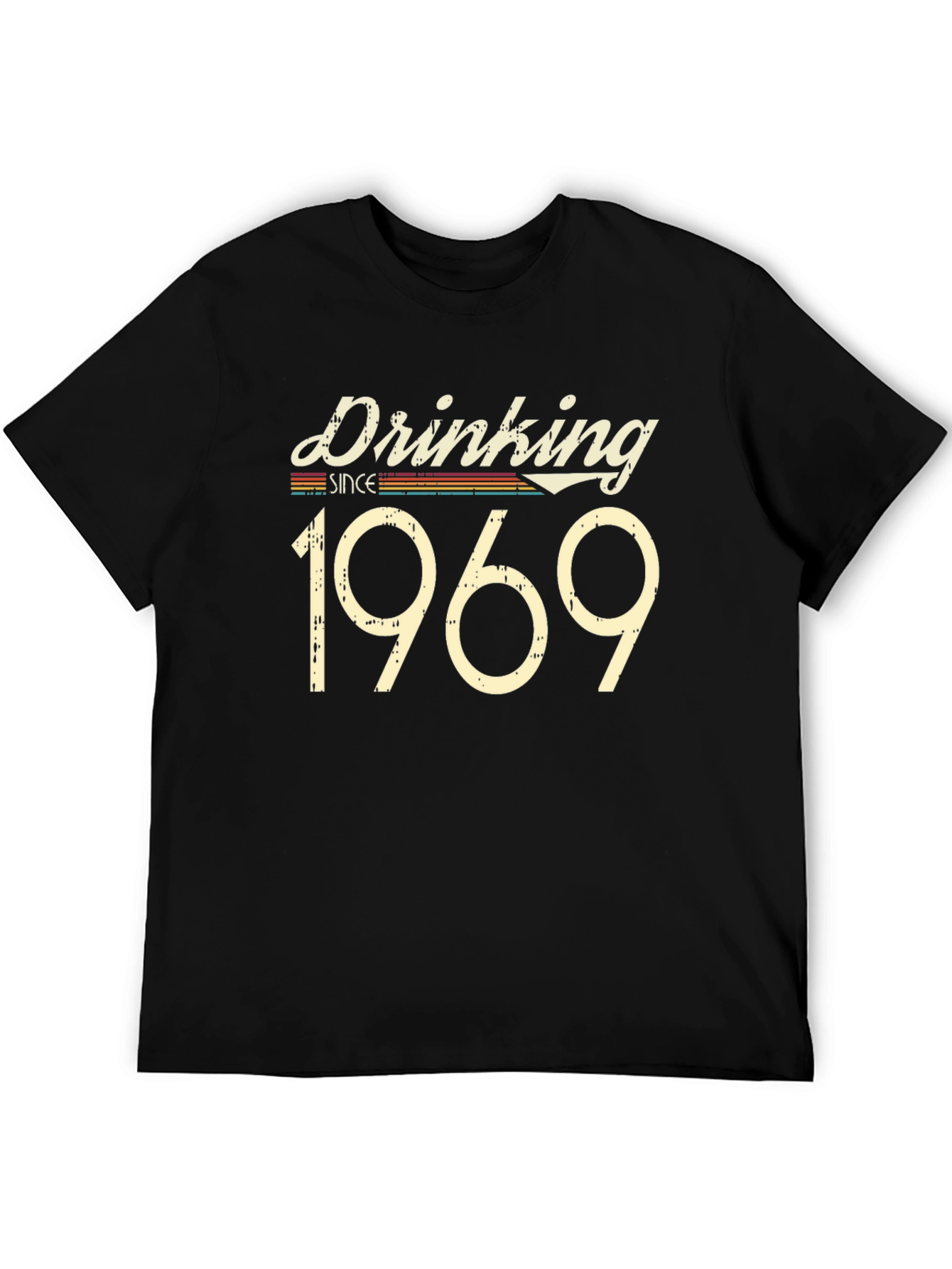 Black Drinking Since 1969 Men's Black T-Shirt view 5