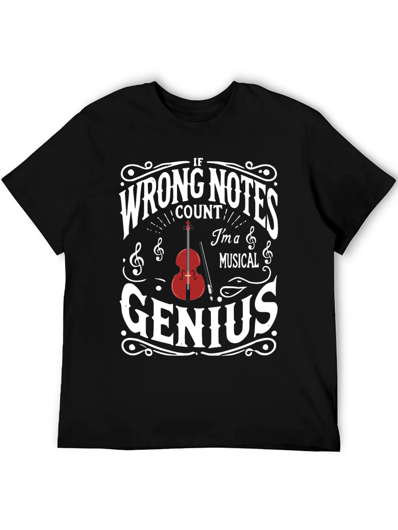 Black Musical Genius T-Shirt - Funny Musician Gift view 5
