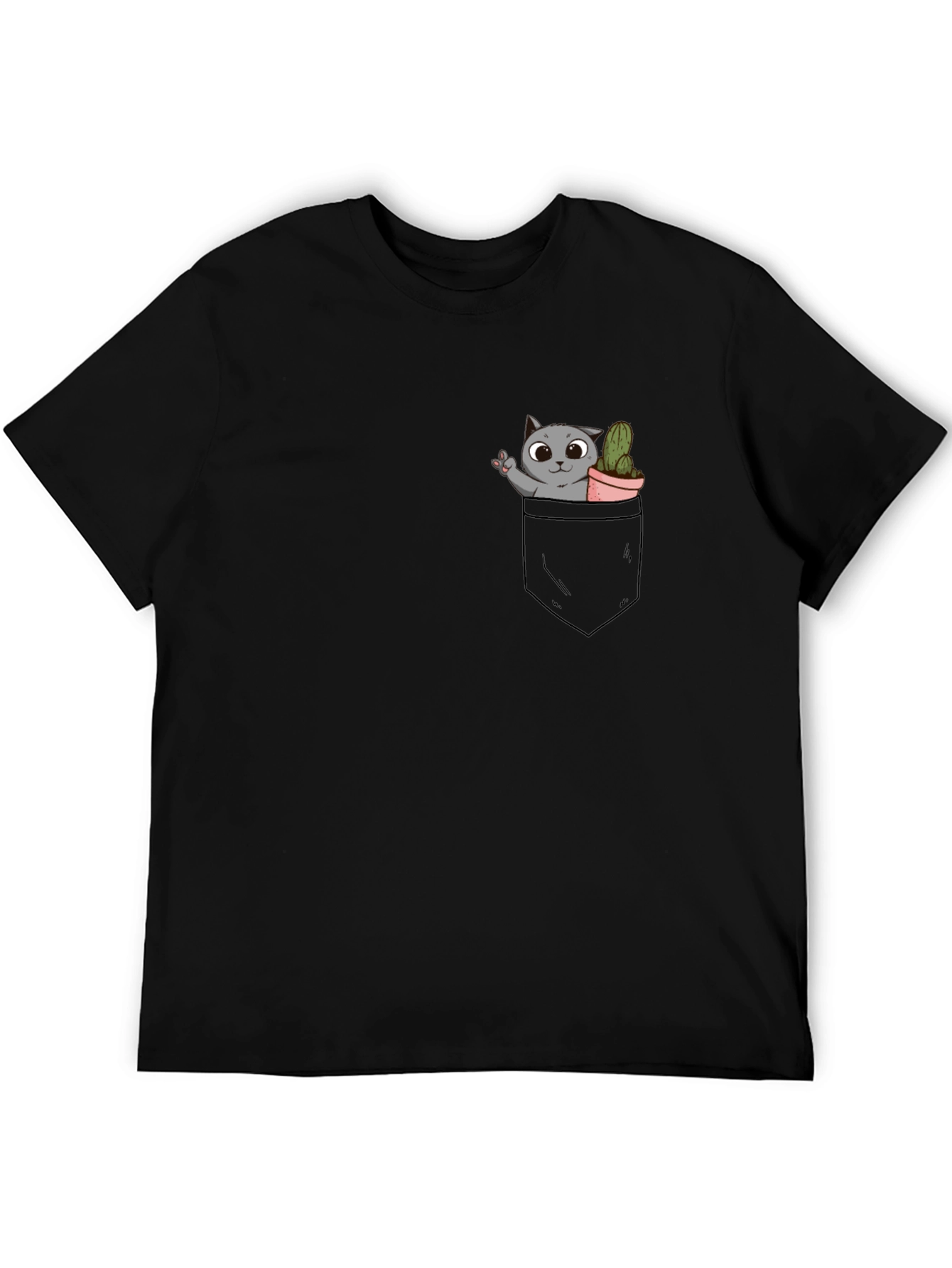Black Pocket Cat Tee - Funny Graphic T-Shirt view 5