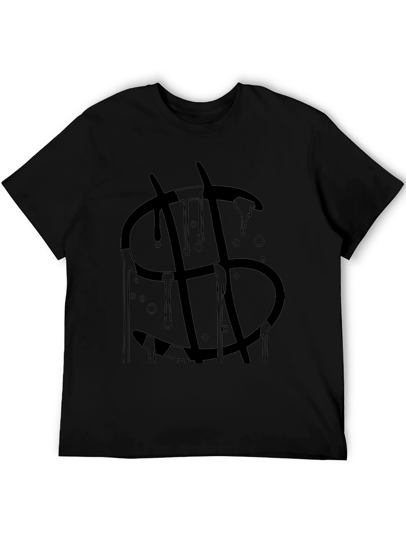 Black Dripping Dollar Sign Black T-Shirt view 5