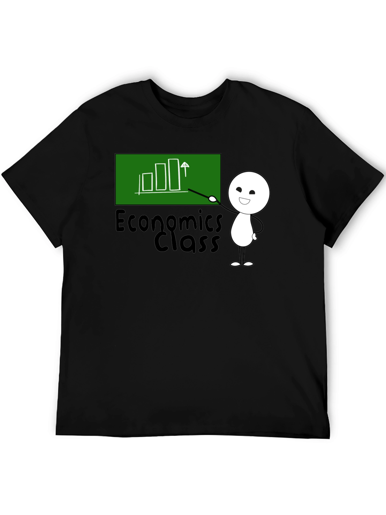 Black Economics Class T-Shirt - Cute Stick Figure view 5