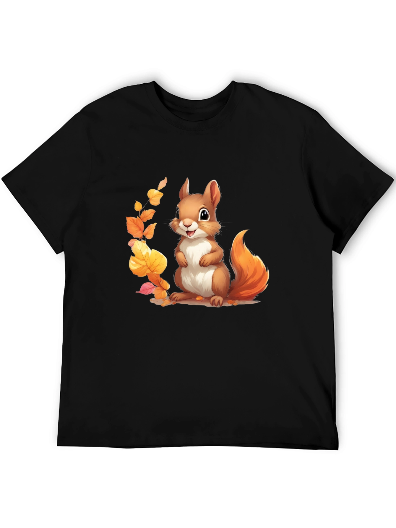 Black Cute Squirrel Graphic T-Shirt - Unisex view 5