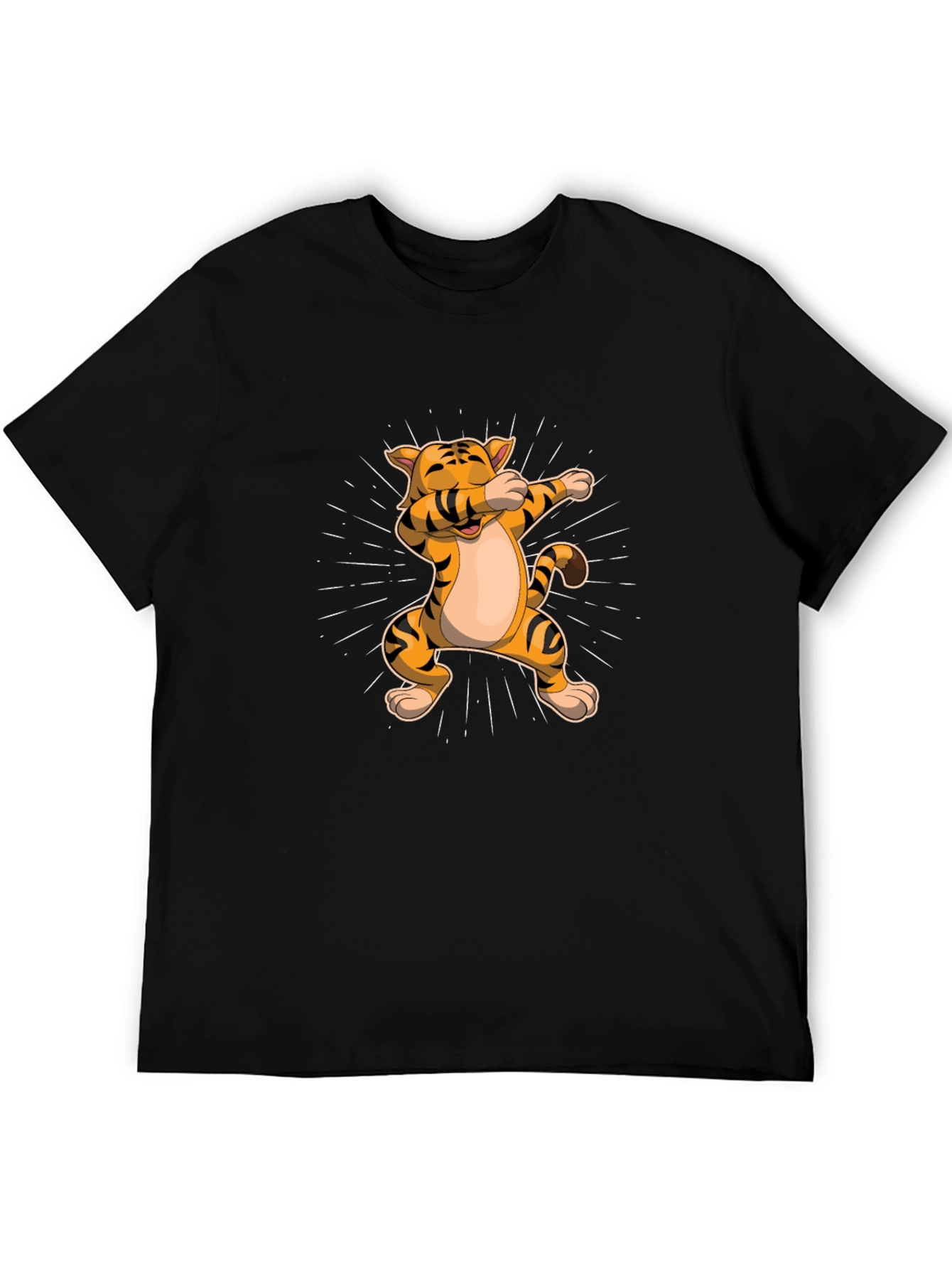 Black Dabbing Tiger Graphic Tee - Trendy Black T-Shirt view 5