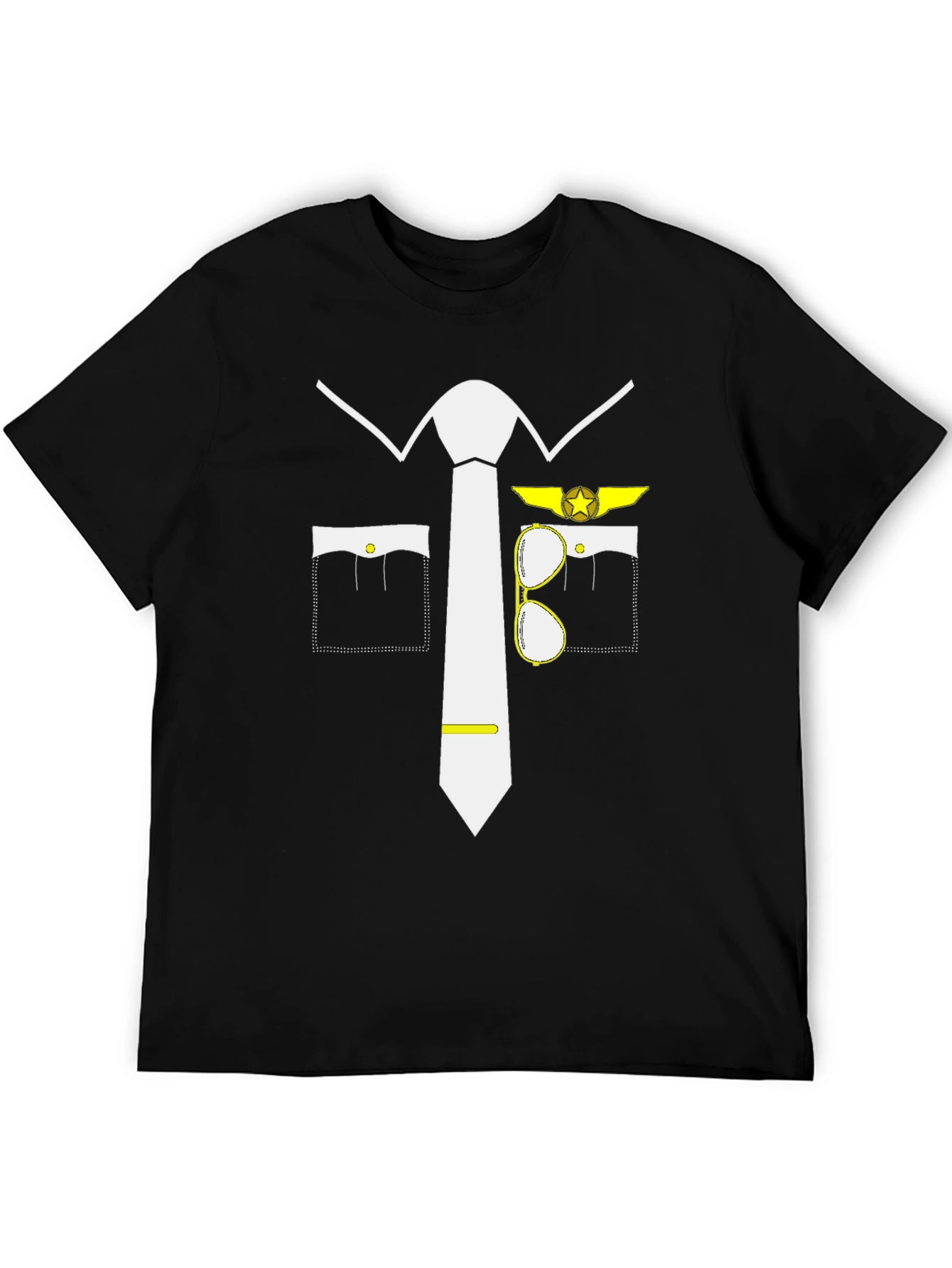 Black Pilot Costume T-Shirt - Fun Aviation Tee view 5