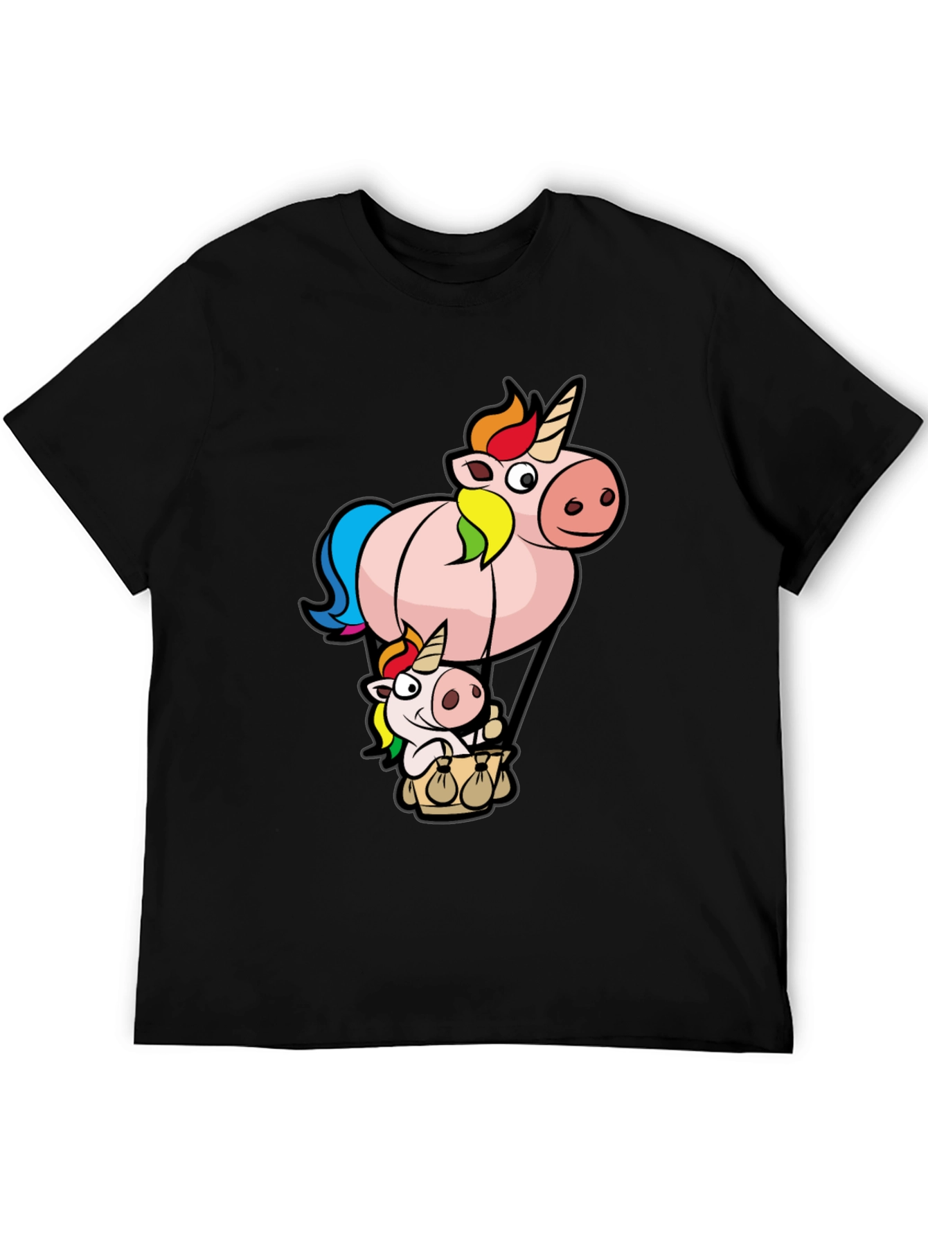 Black Unicorn Hot Air Balloon Graphic T-Shirt view 5