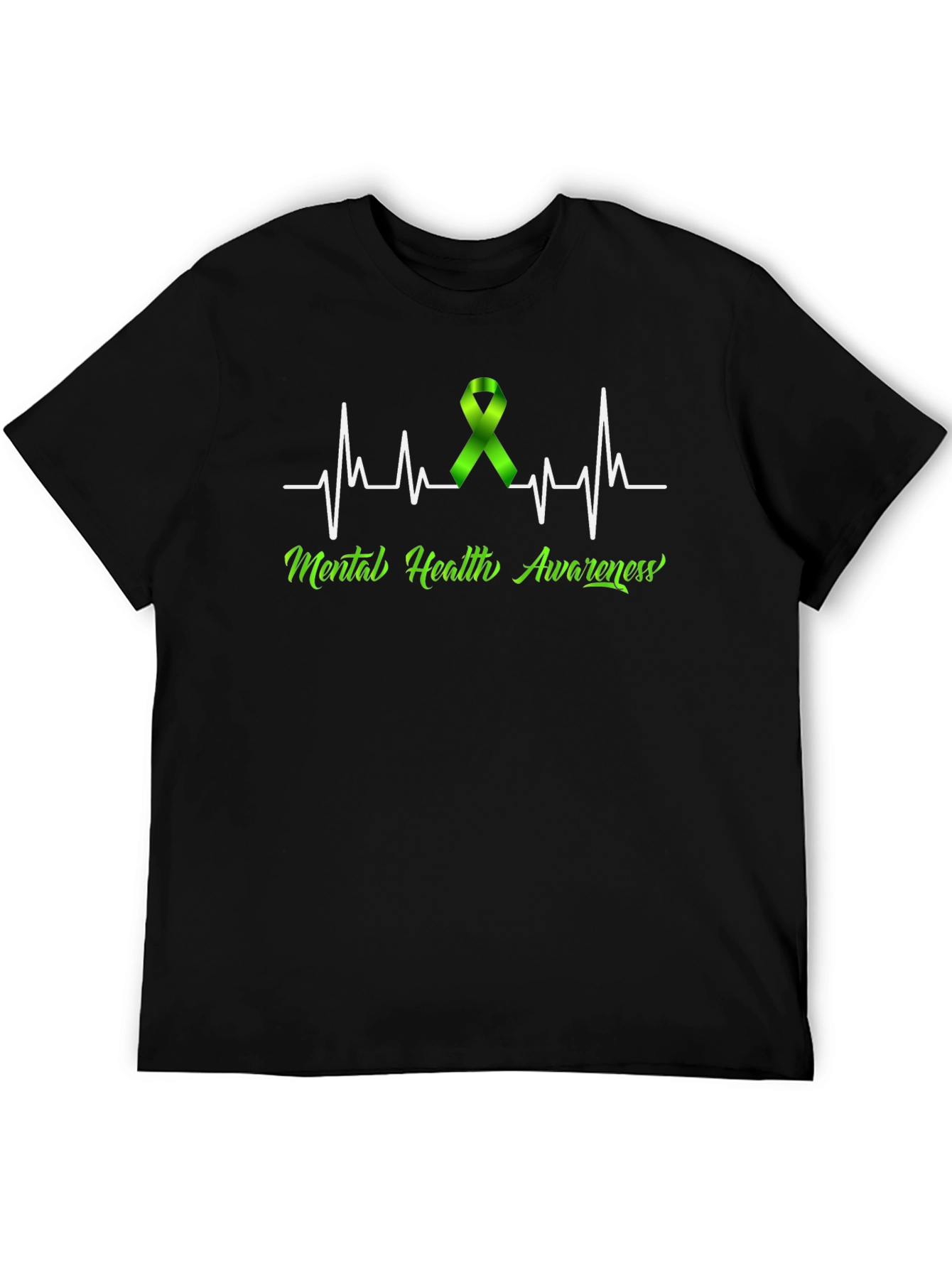 Black Mental Health Awareness Heartbeat T-Shirt view 5