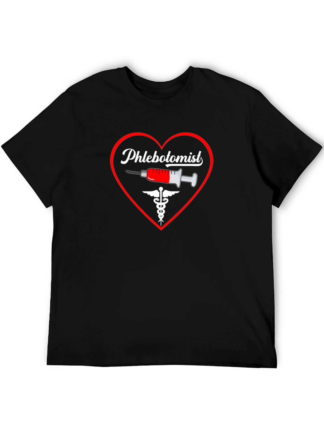 Black Phlebotomist Heart Graphic T-Shirt view 5