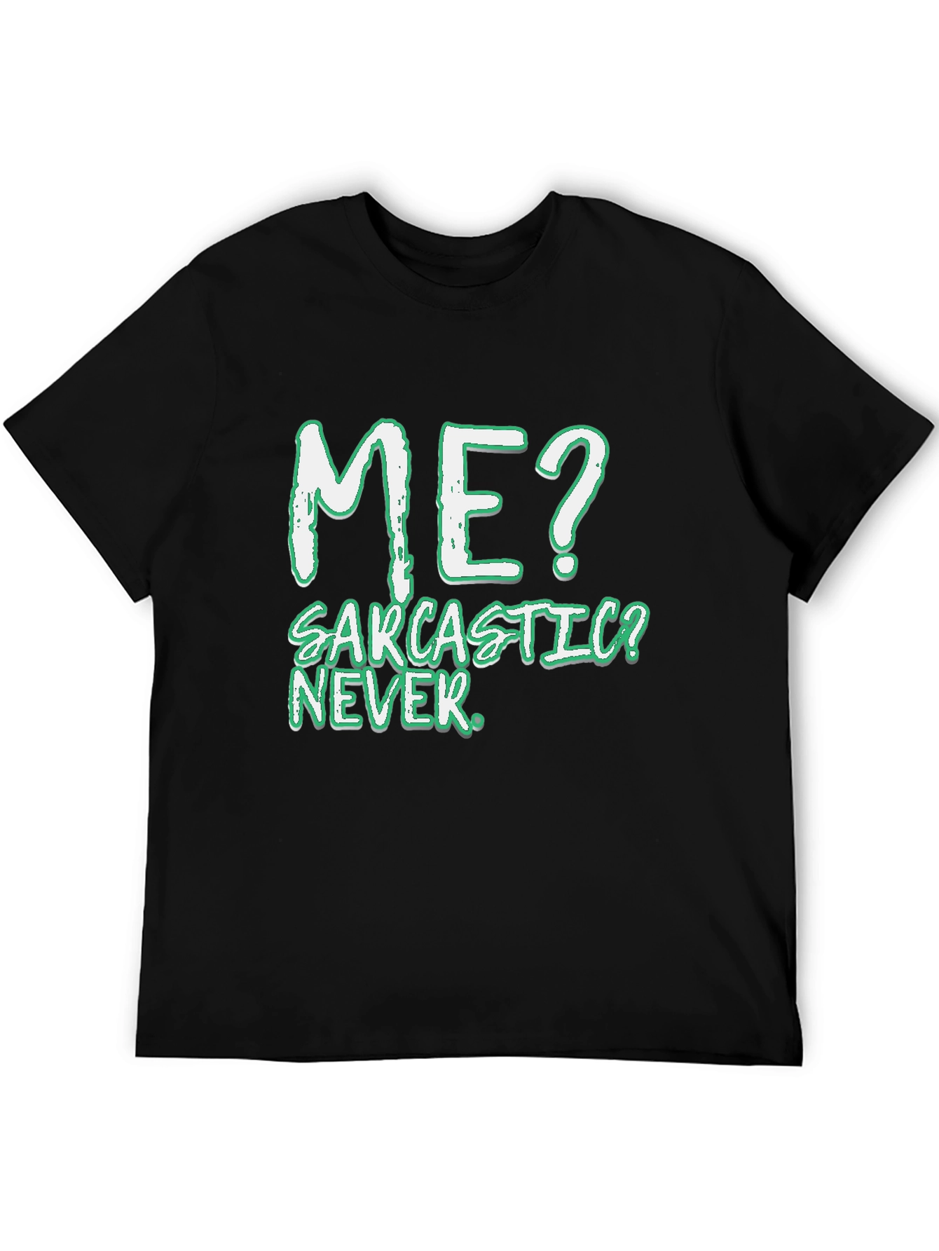 Black Sarcastic? Never! Men's Black T-Shirt view 5