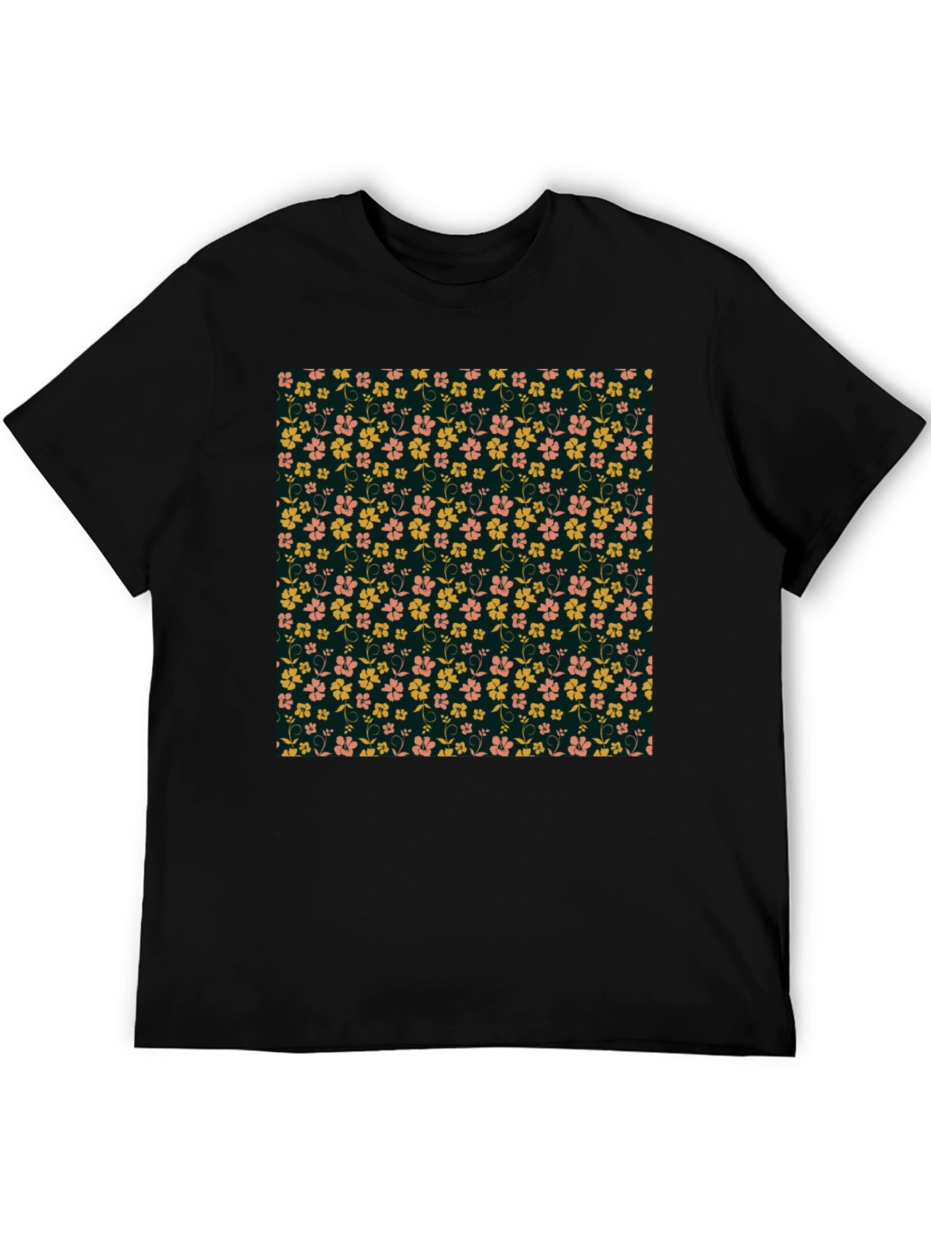 Black Floral Print T-Shirt - Stylish Casual Wear view 5