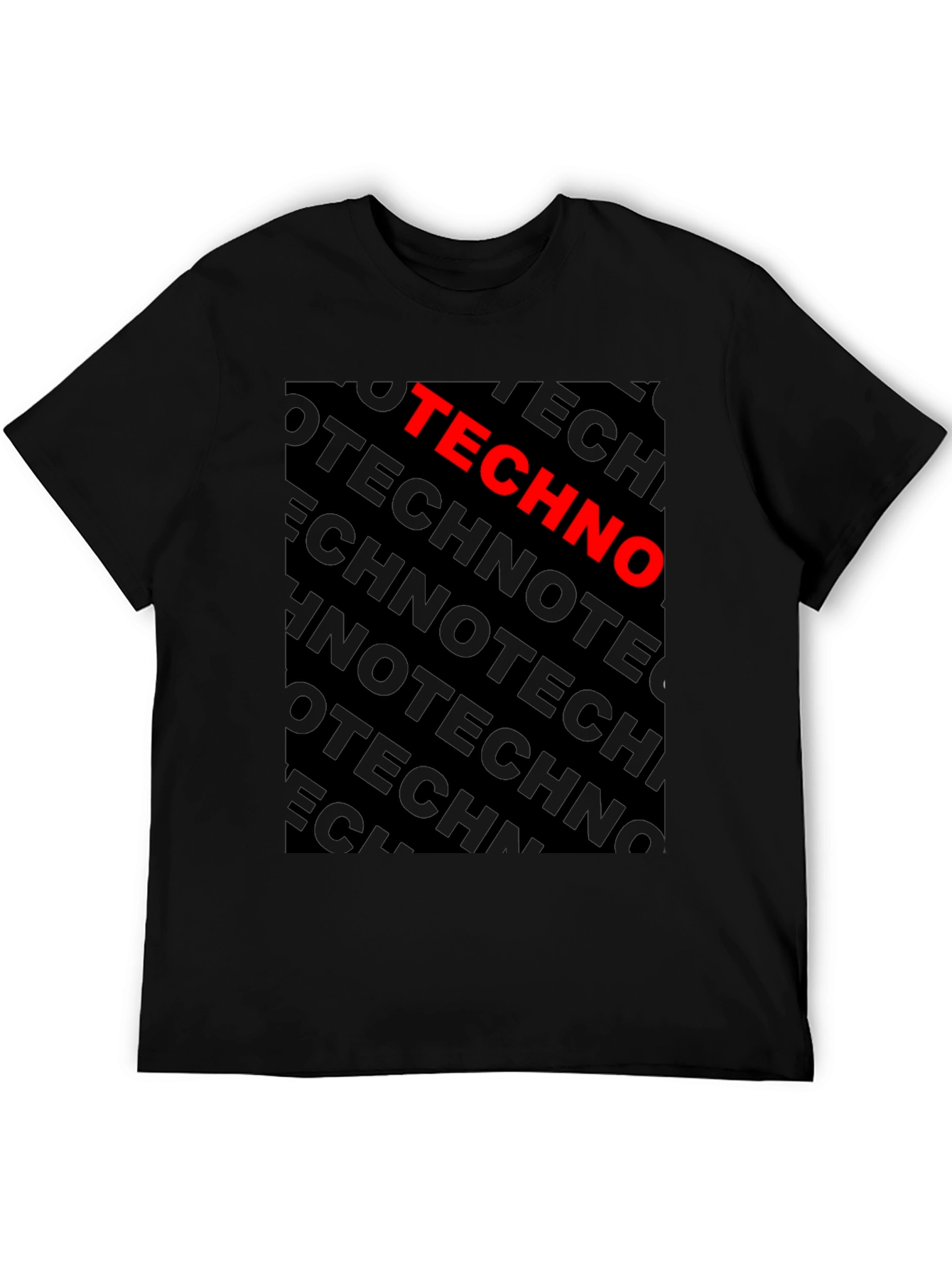 Black Techno Bold Graphic Black T-Shirt view 5