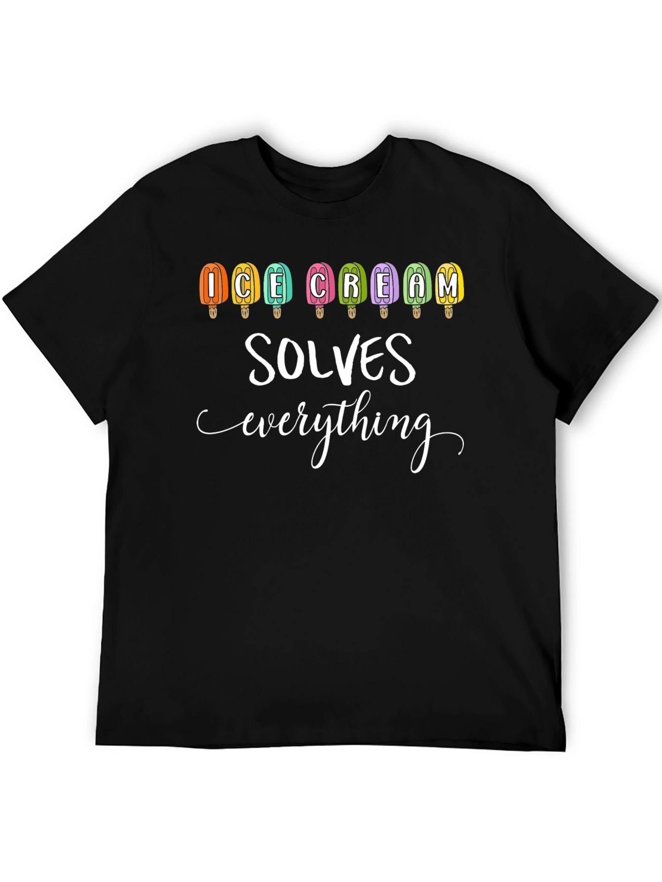 Black Ice Cream Solves Everything Graphic Tee - Black view 5