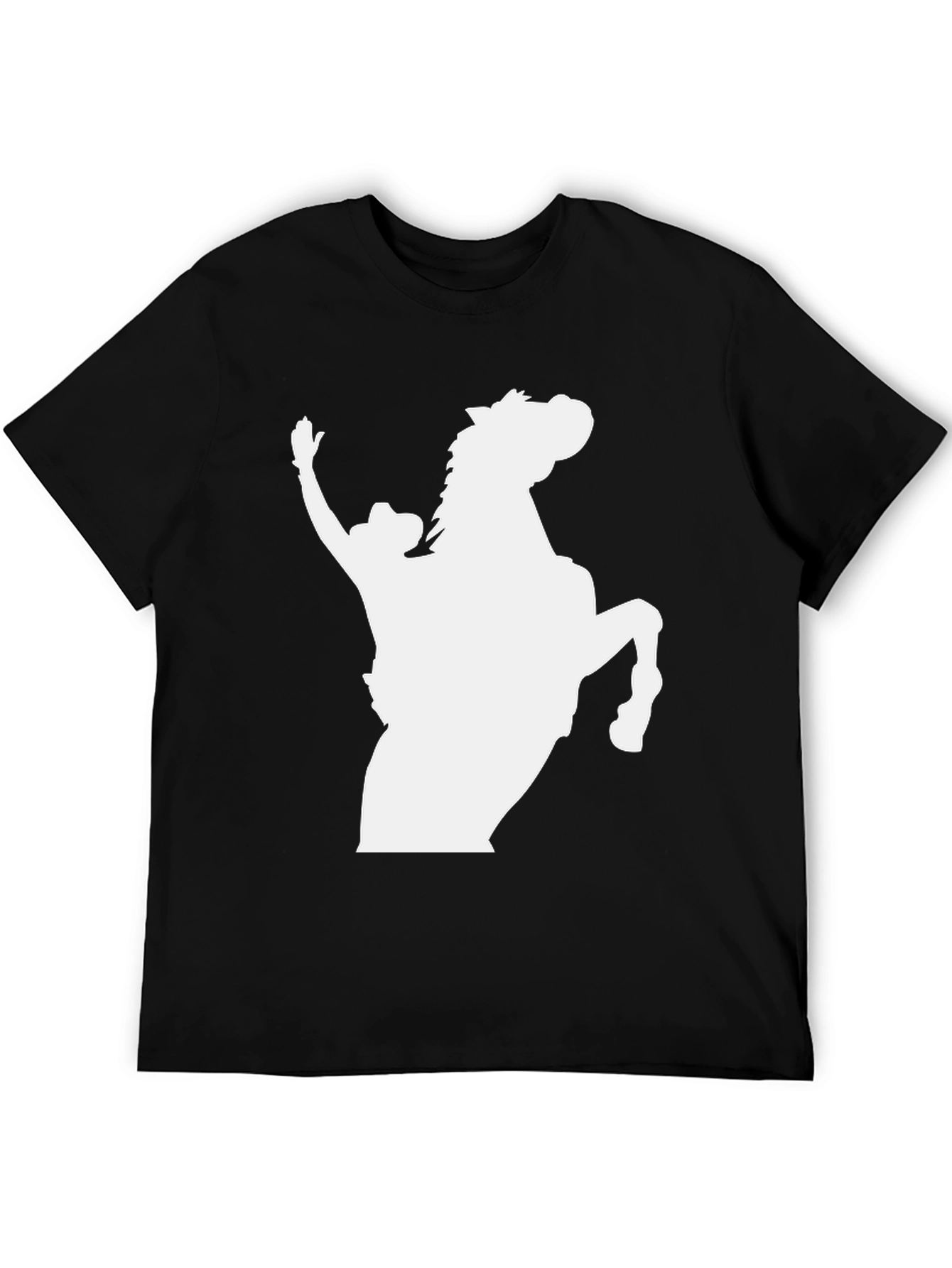 Black Cowboy Horse Graphic Tee - Black Cotton Blend T-Shirt view 5