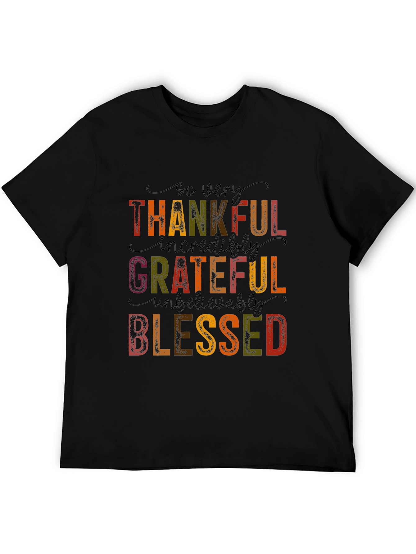 Black Thankful Grateful Blessed Graphic Tee view 5