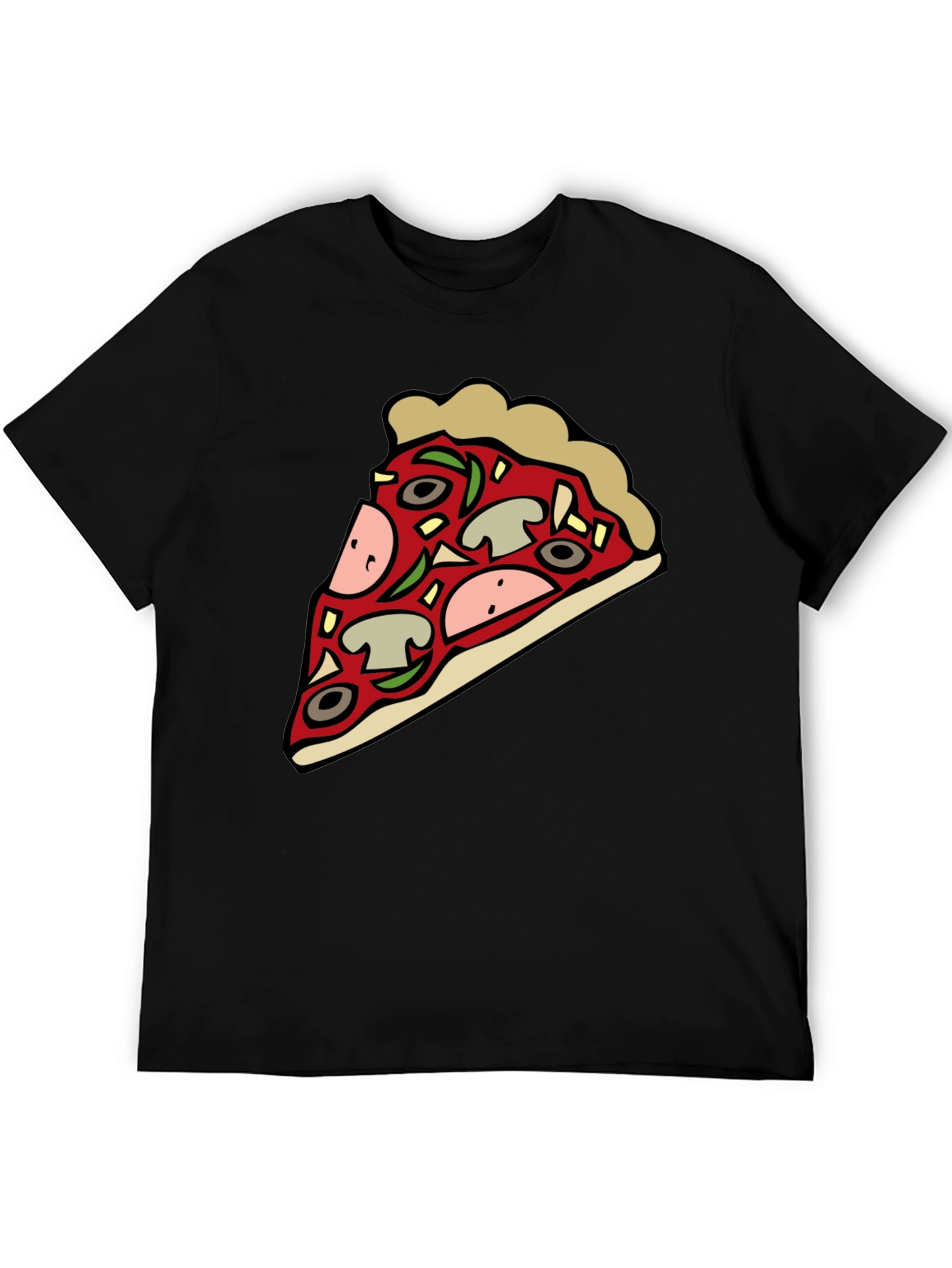 Black Pizza Slice Graphic Black T-Shirt view 5