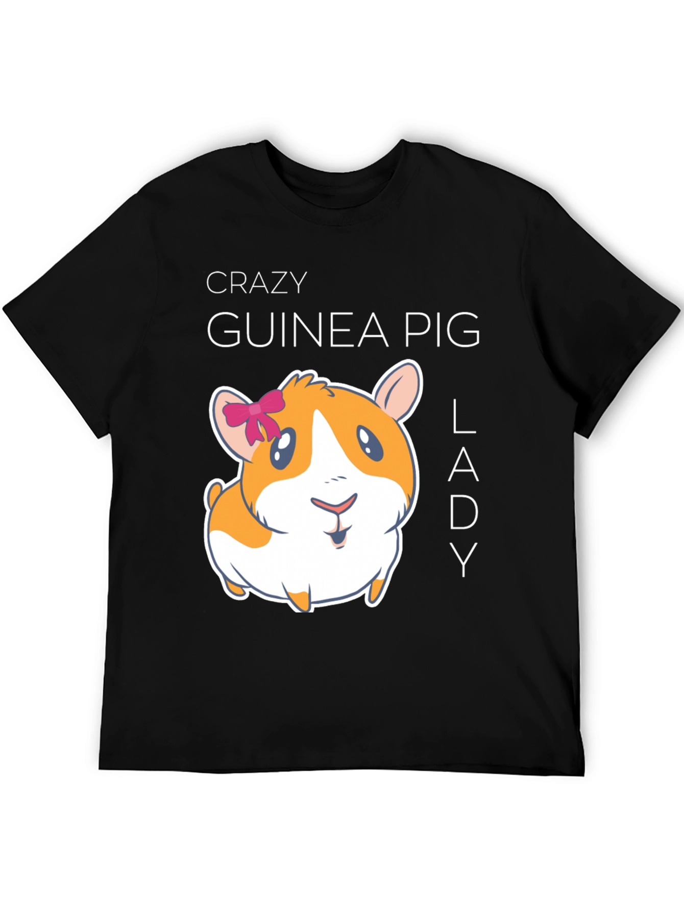 Black Crazy Guinea Pig Lady T-Shirt view 5
