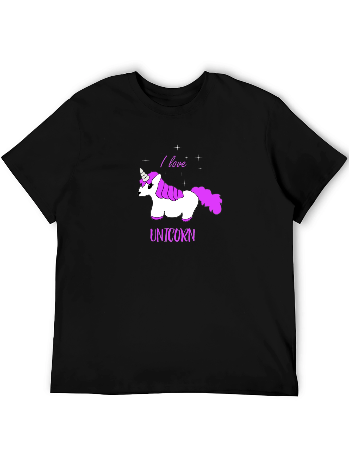 Black I Love Unicorns Graphic T-Shirt view 5