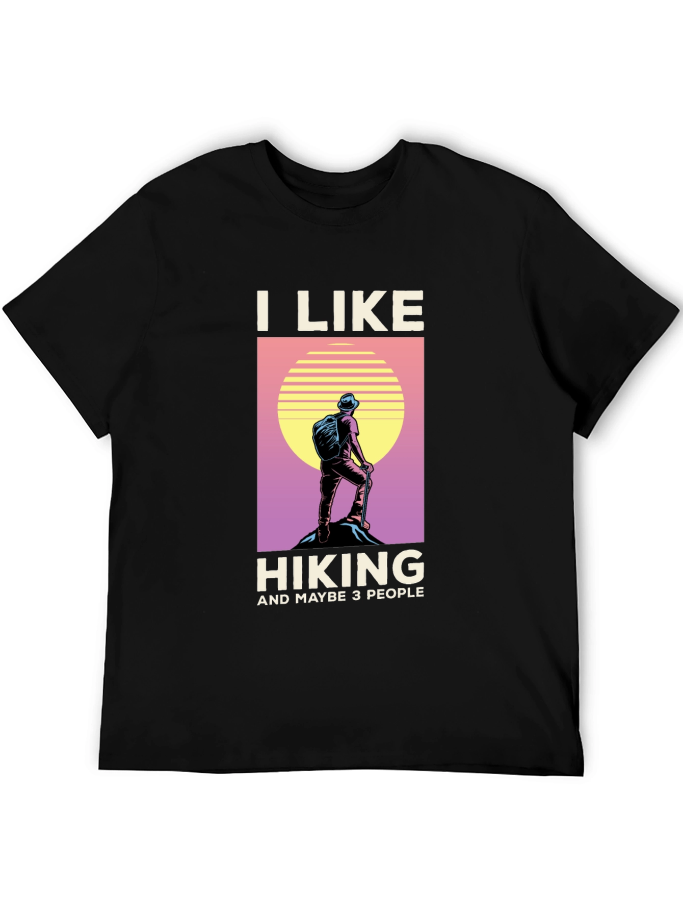 Black I Like Hiking T-Shirt - Funny Outdoor Adventure Tee view 5