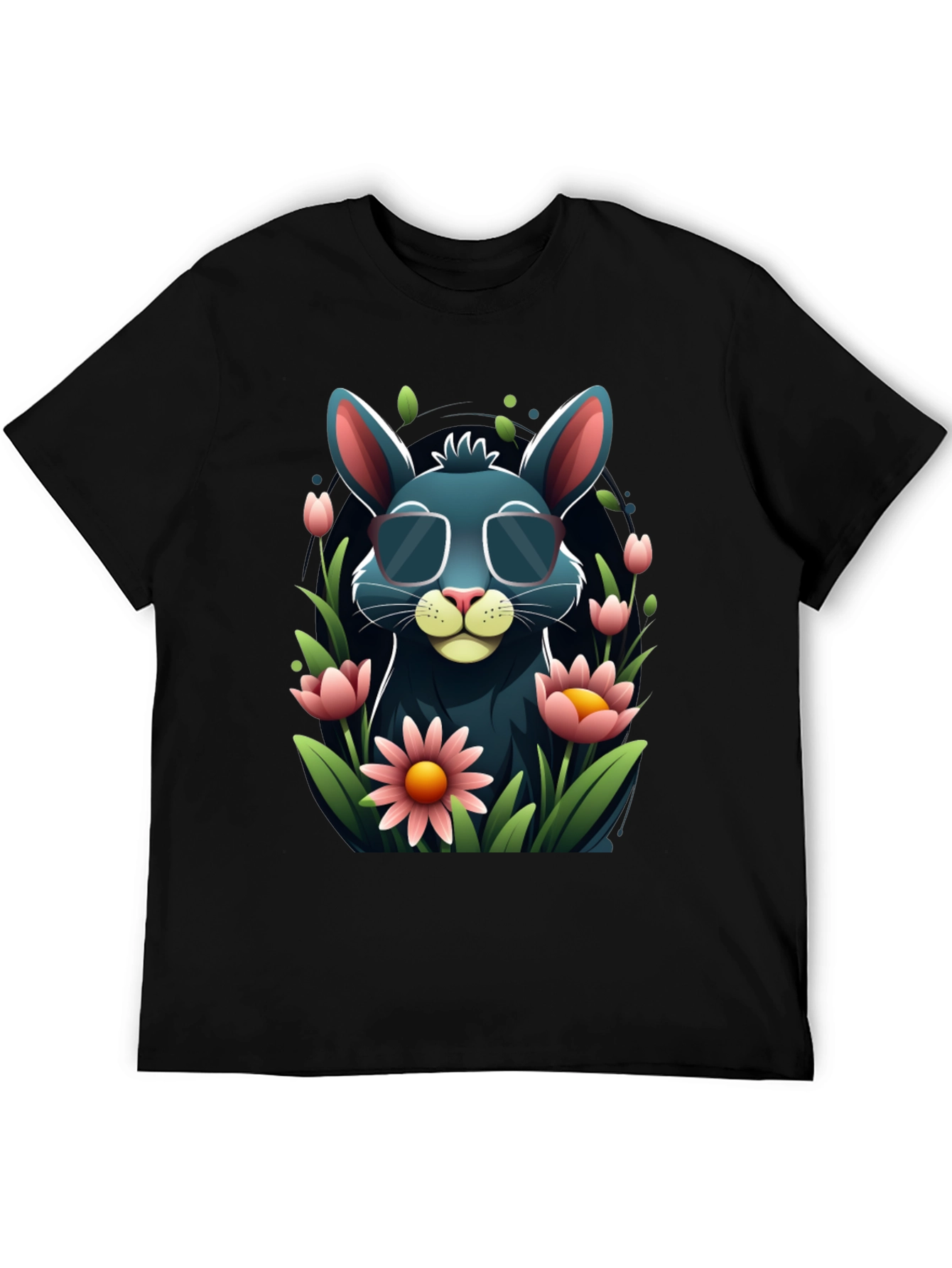 Black Cool Bunny in Shades Graphic Tee view 5