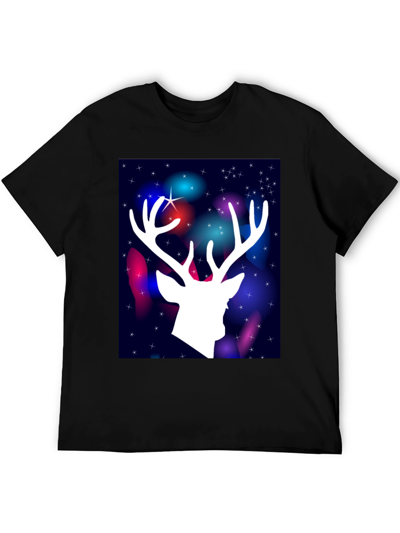 Black Festive Deer Graphic Tee view 5