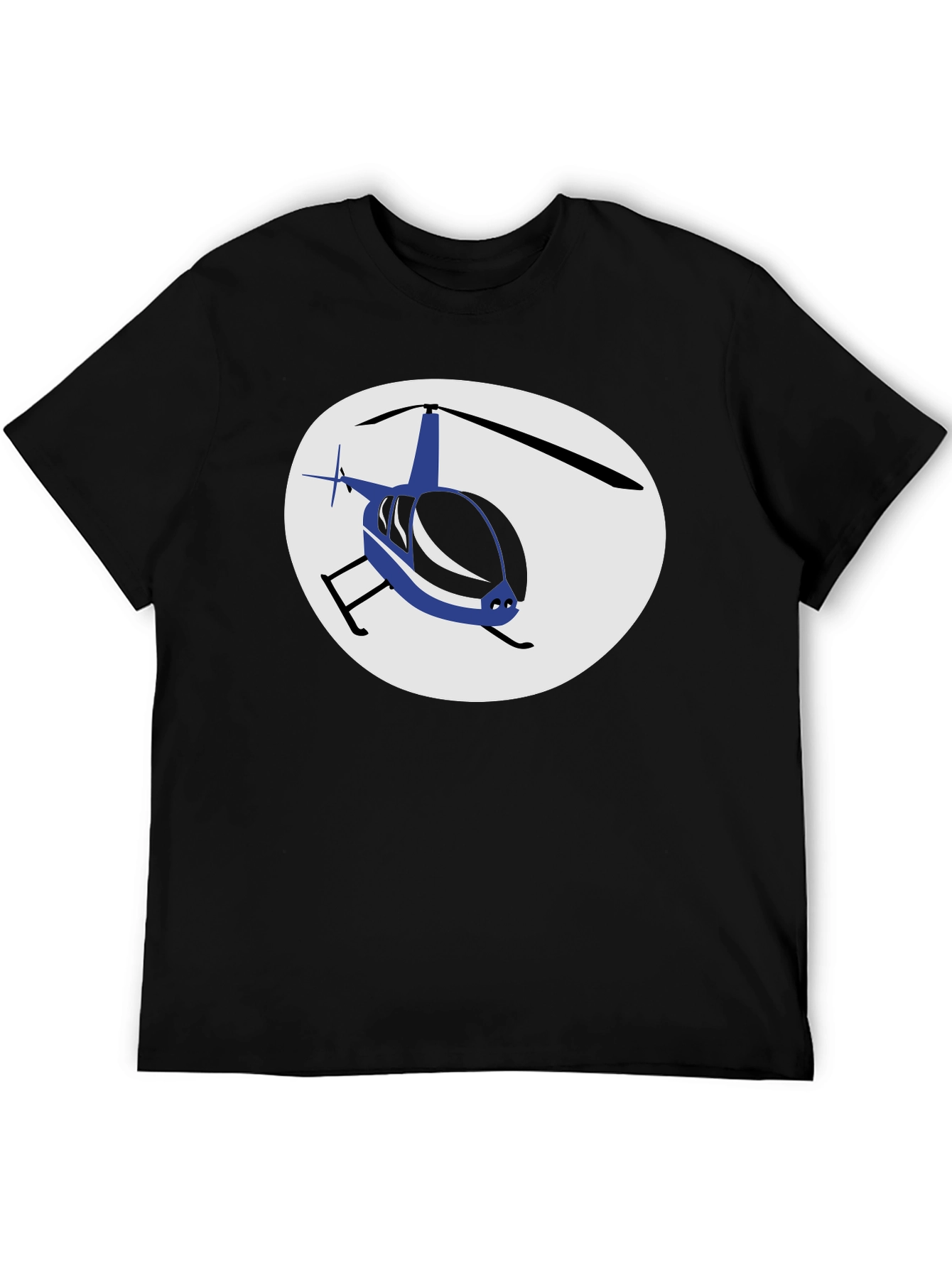 Black Helicopter Graphic T-Shirt - Black Crew Neck Tee view 5