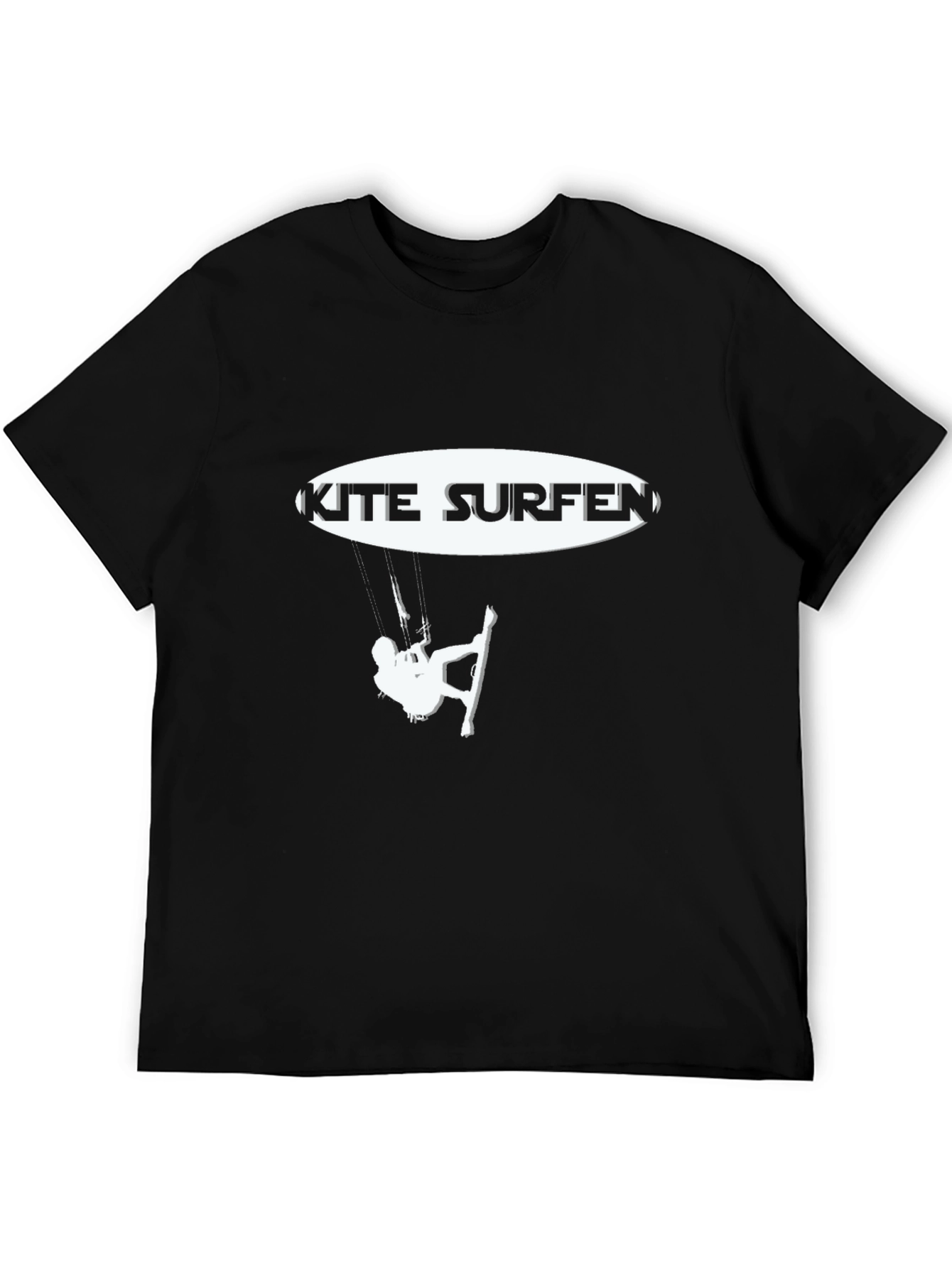 Black Kite Surfing Graphic Tee - Black Casual T-Shirt view 5