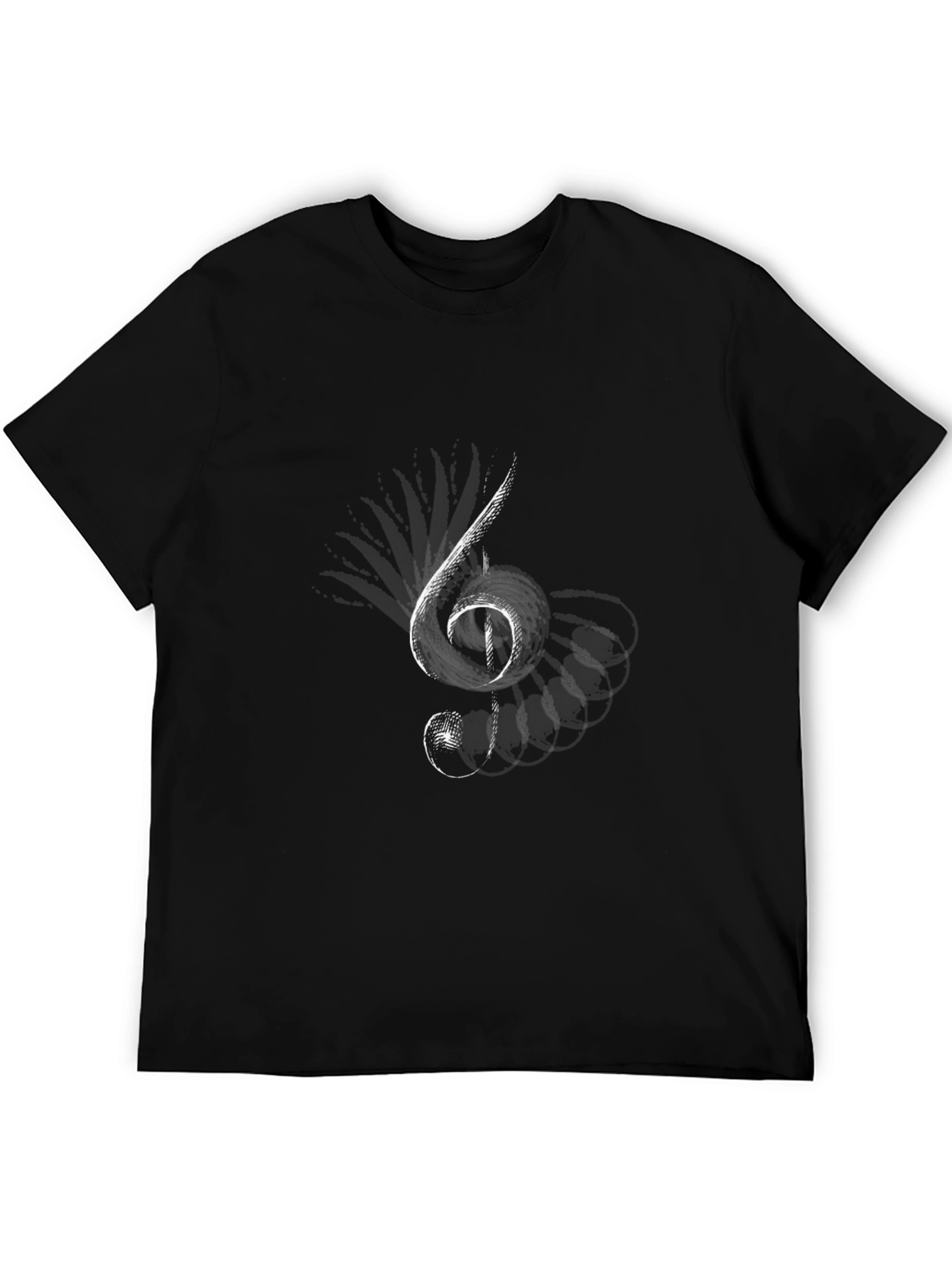 Black Musical Treble Clef Graphic Black T-Shirt view 5