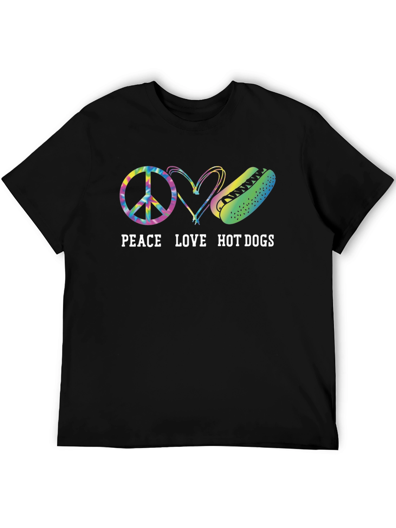 Black Peace Love Hot Dogs Graphic Tee view 5