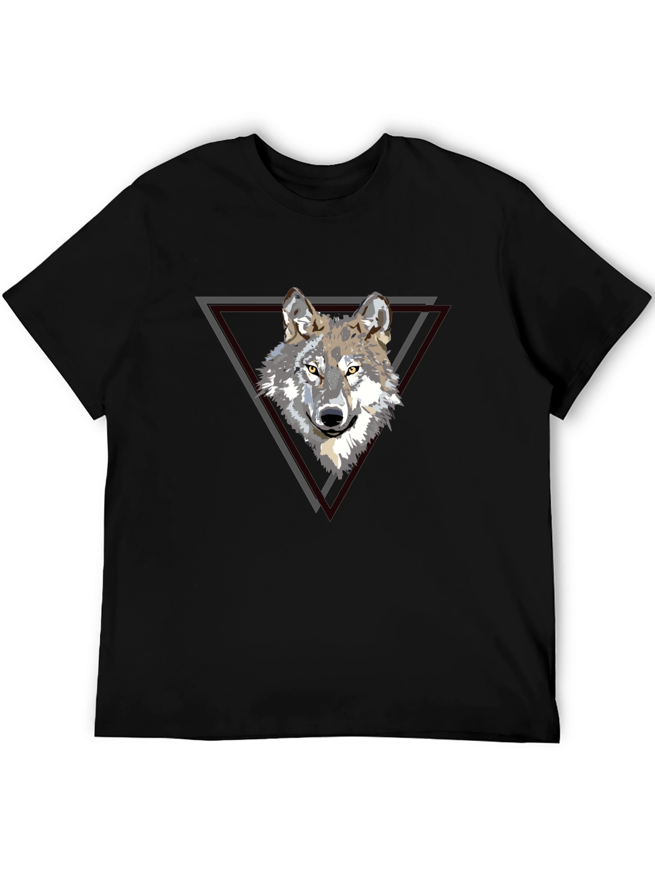 Black Wolf Triangle Graphic Print Tee - Black view 5