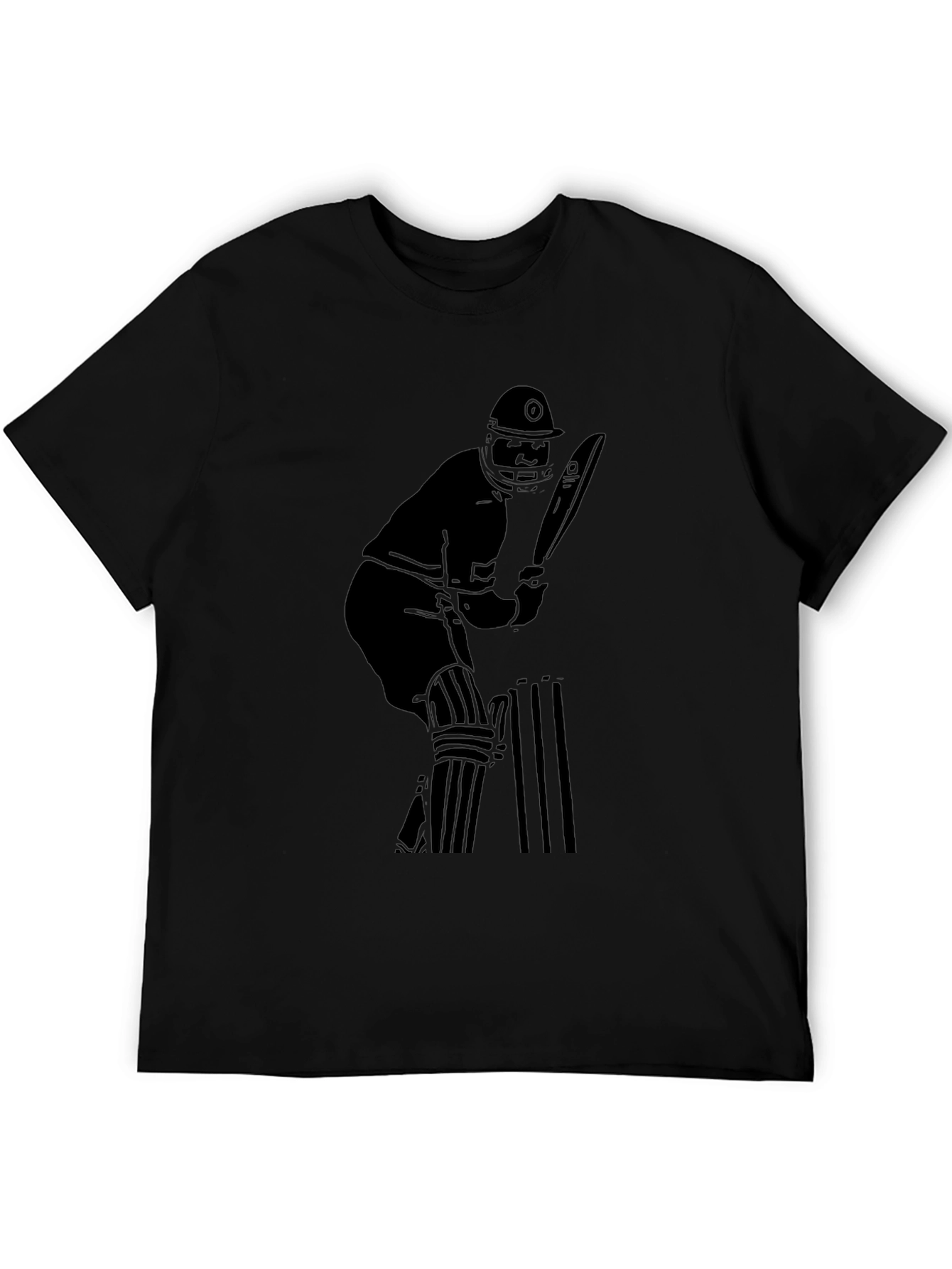 Black Cricket Player Graphic Tee - Black view 5