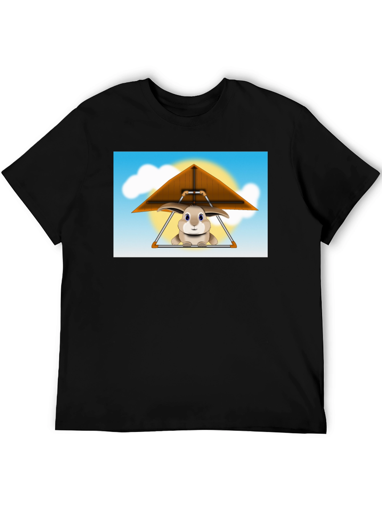 Black Bunny Hang Gliding Black T-Shirt view 5
