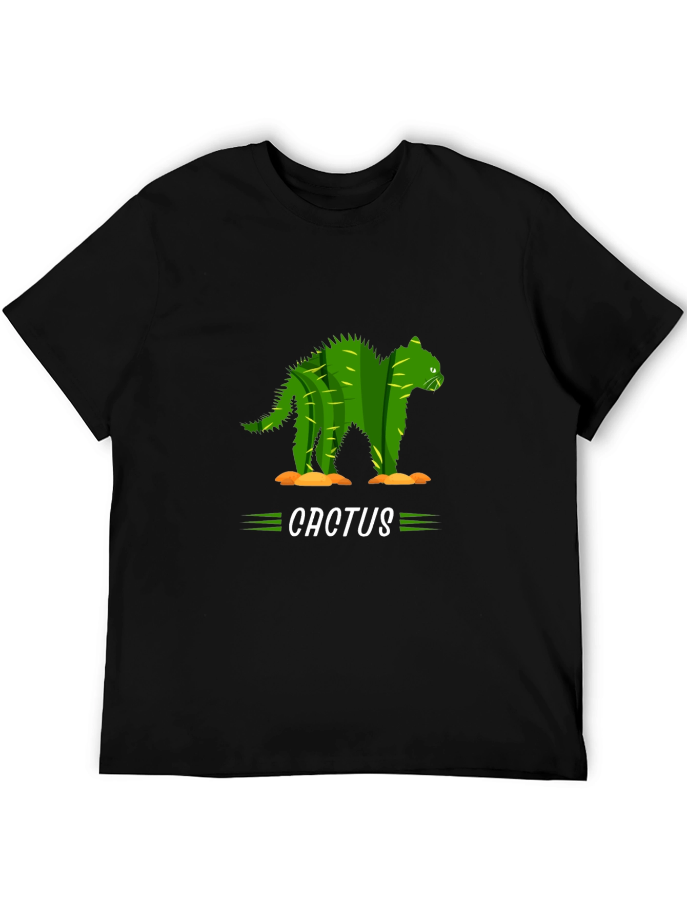 Black Cactus Cat Graphic Tee - Unique Animal Humor T-Shirt view 5
