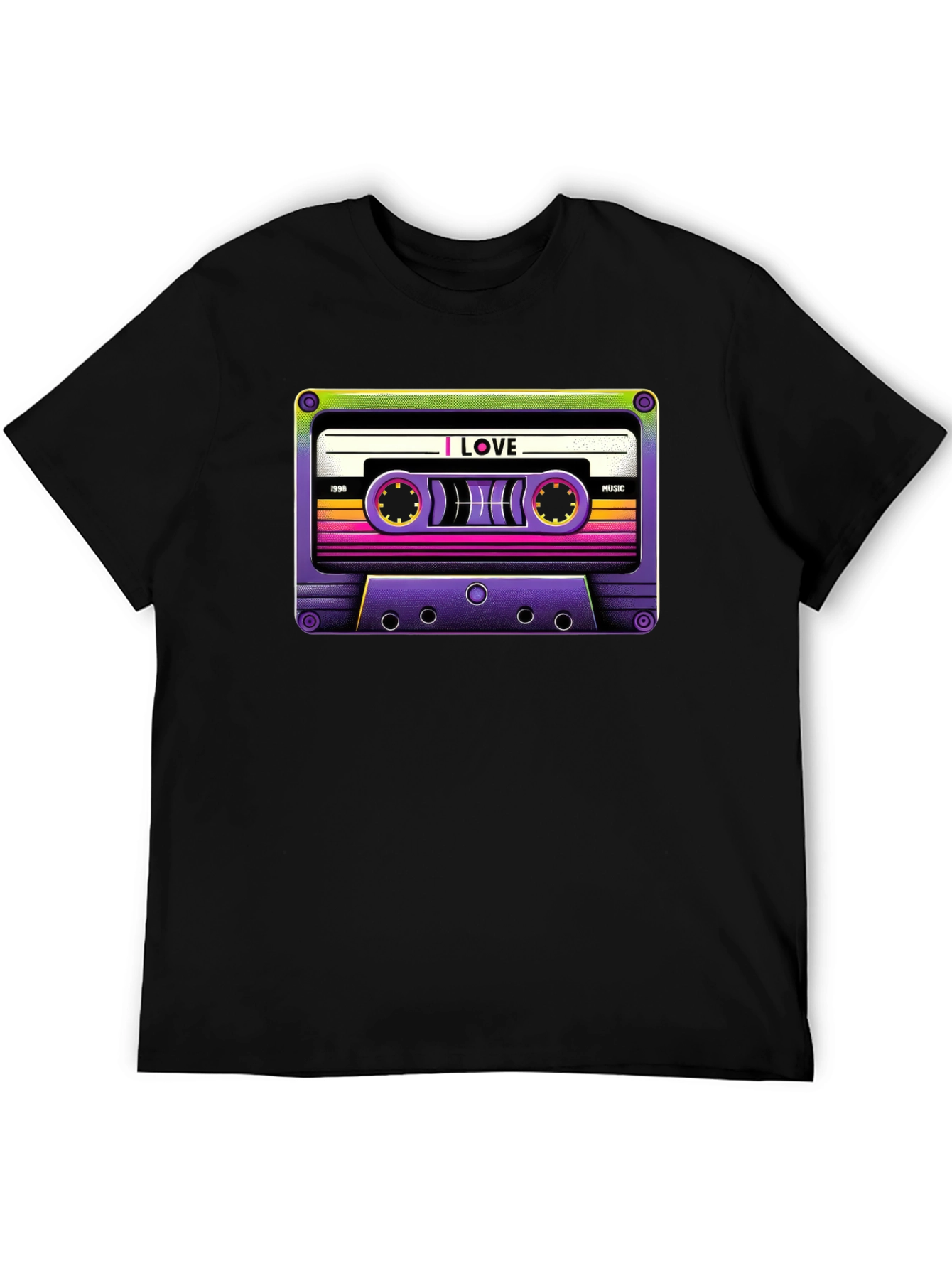 Black Retro Cassette Tape Graphic T-Shirt view 5