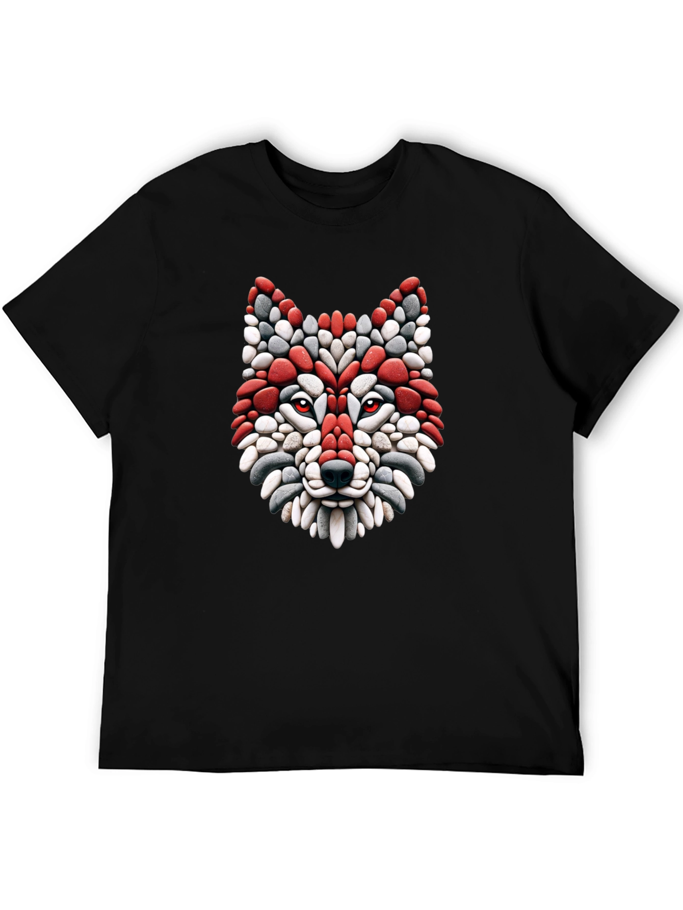 Black Wolf Mosaic Graphic Tee - Stylish Black T-Shirt view 5
