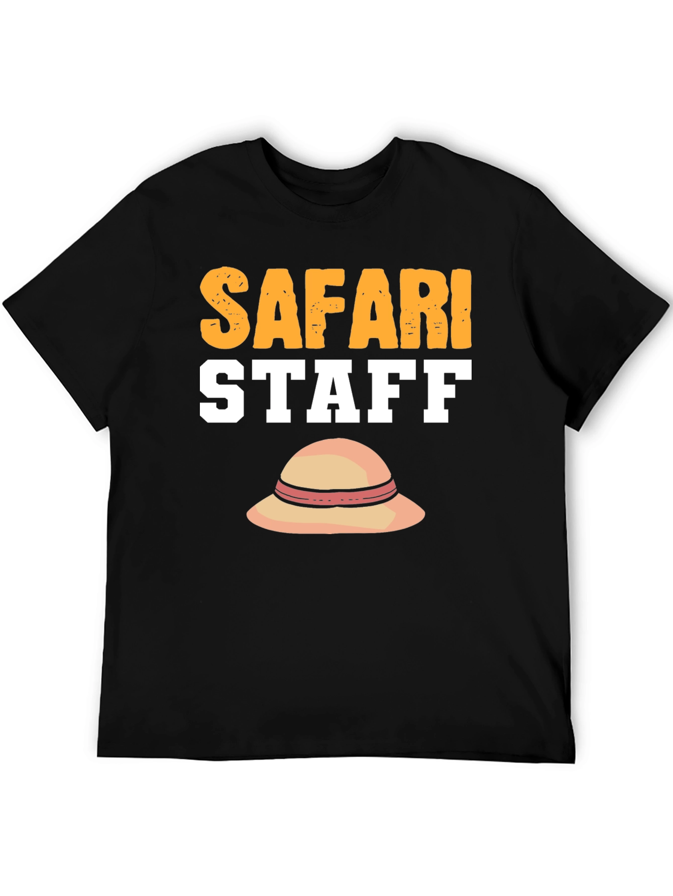 Black Safari Staff T-Shirt with Sun Hat Graphic view 5