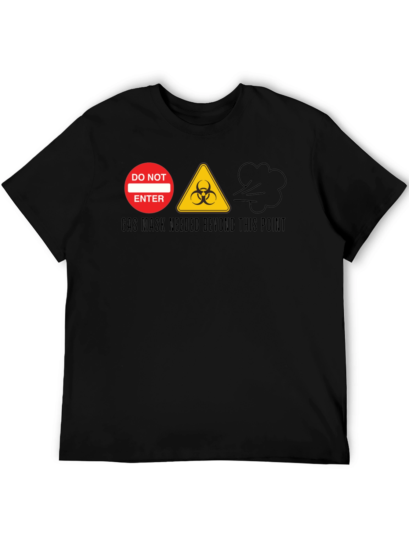 Black Gas Mask Needed T-Shirt - Biohazard Novelty Tee view 5