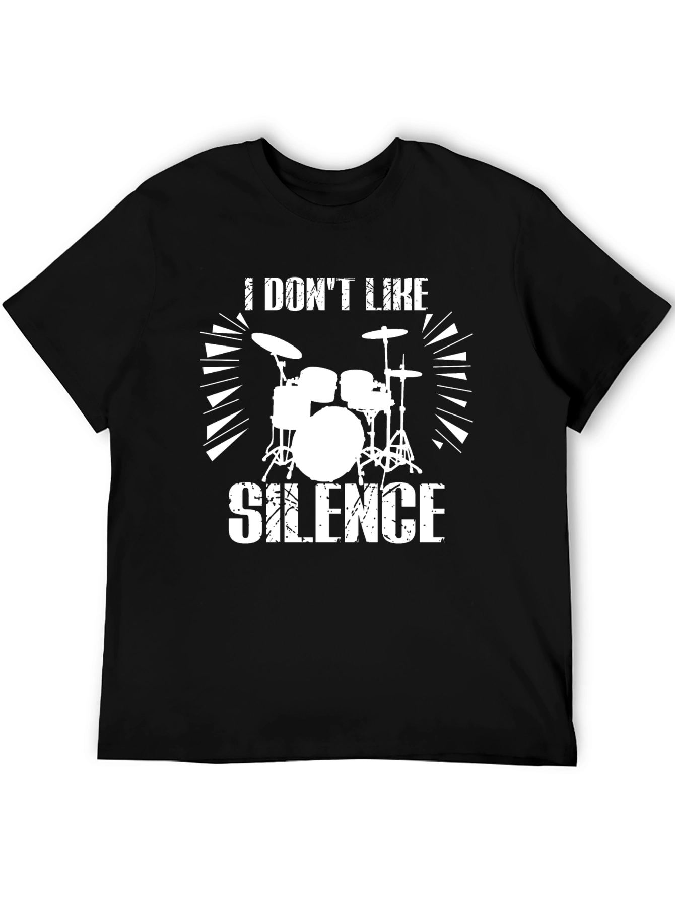 Black I Don't Like Silence Drum Kit Graphic Tee view 5