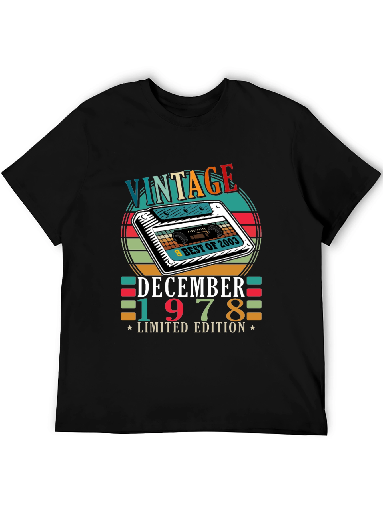 Black Vintage December 1978 Limited Edition Cassette T-Shirt view 5