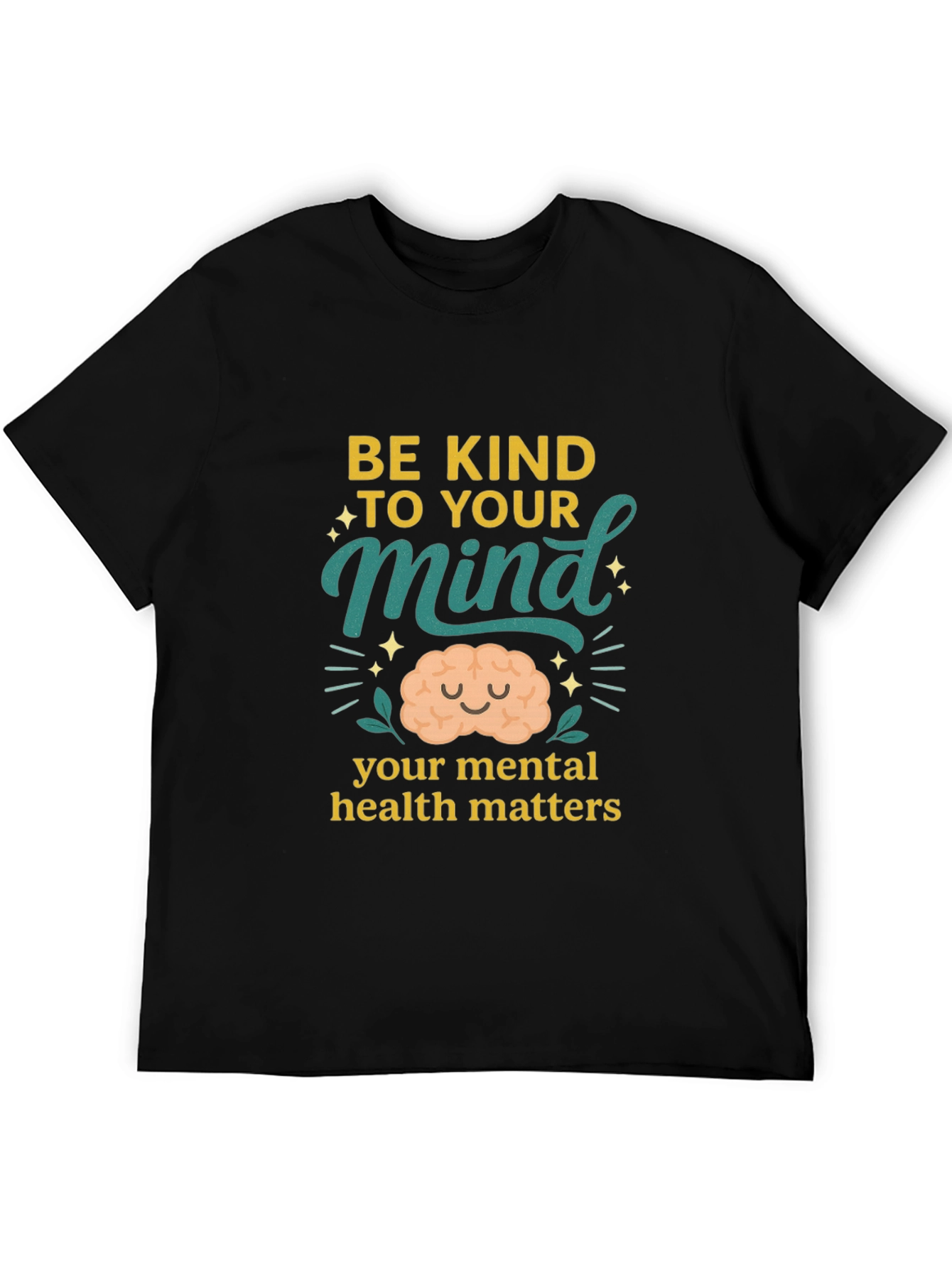 Black Be Kind to Your Mind T-Shirt Mental Health Matters Black view 5