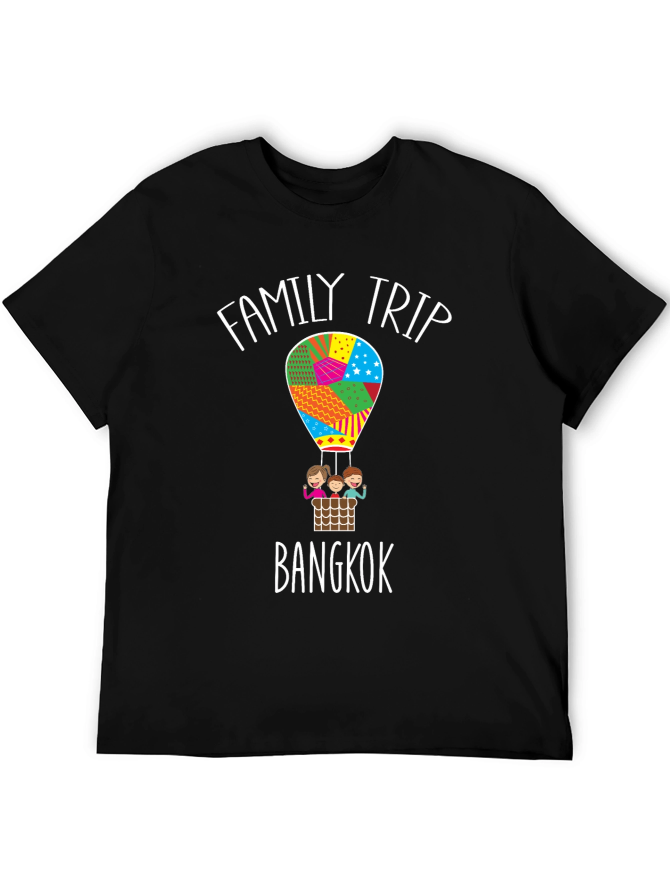 Black Family Trip Bangkok T-Shirt - Hot Air Balloon Design view 5