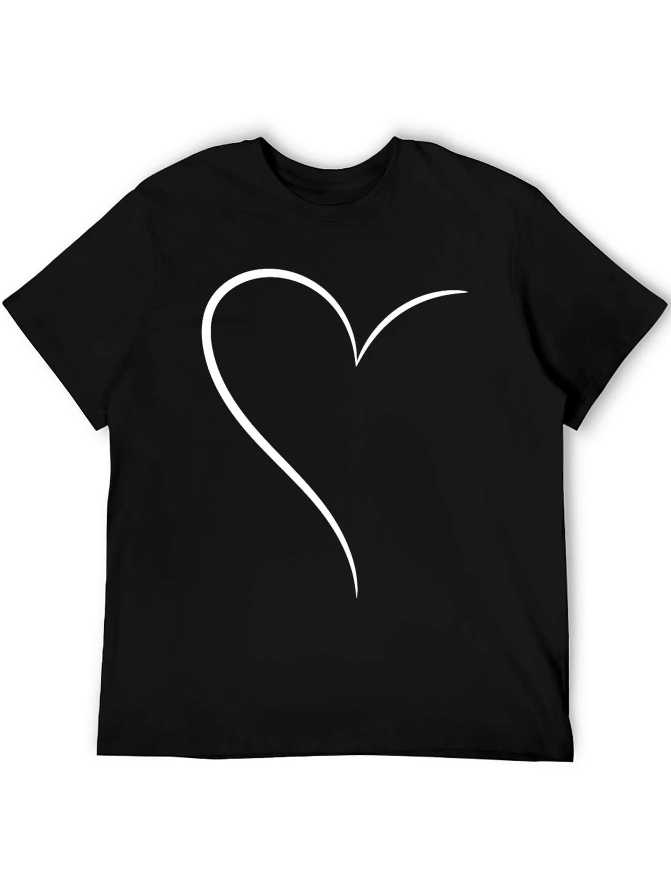 Black Minimalist Heart Outline T-Shirt - Black view 5