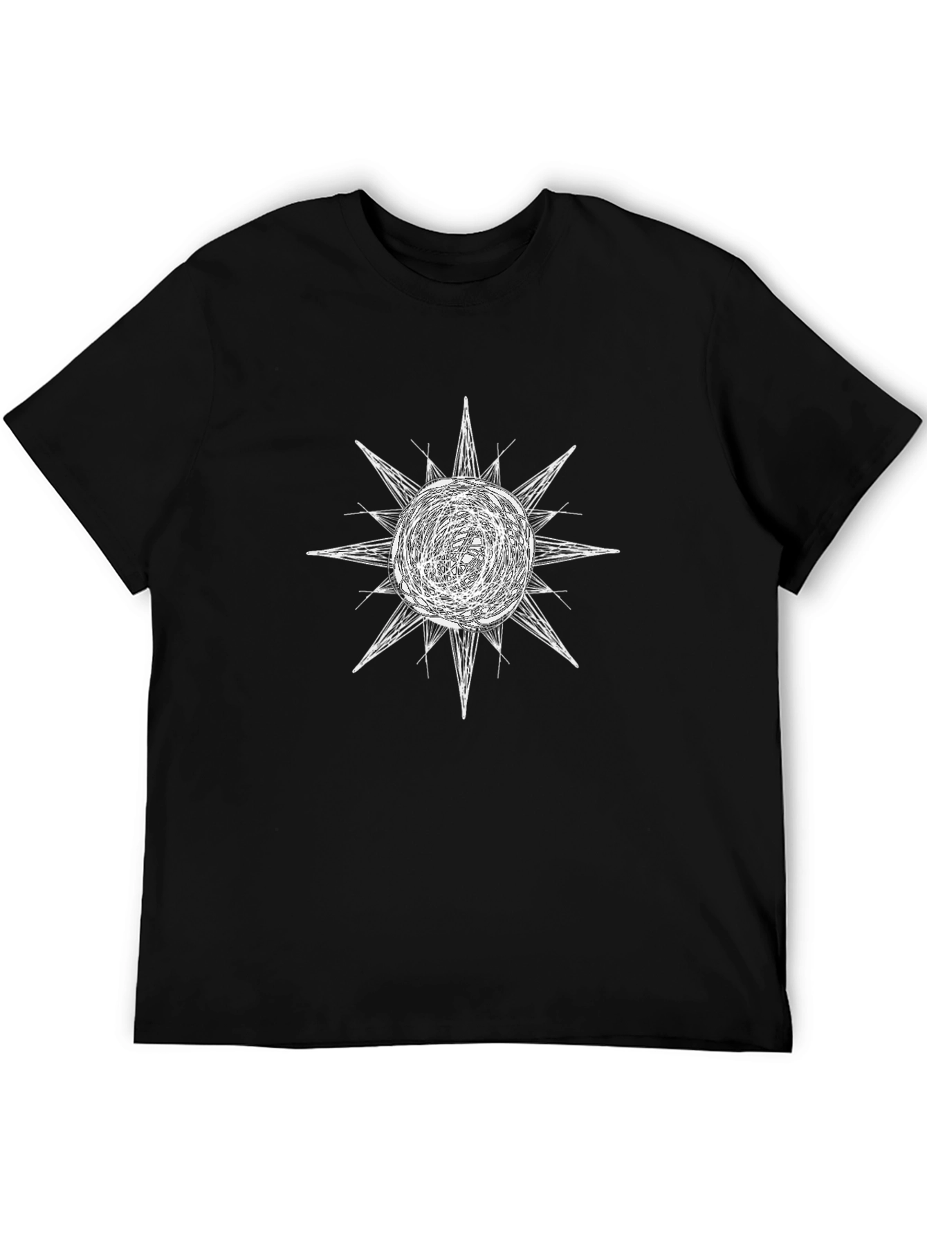 Black Abstract Sun Graphic Black T-Shirt view 5
