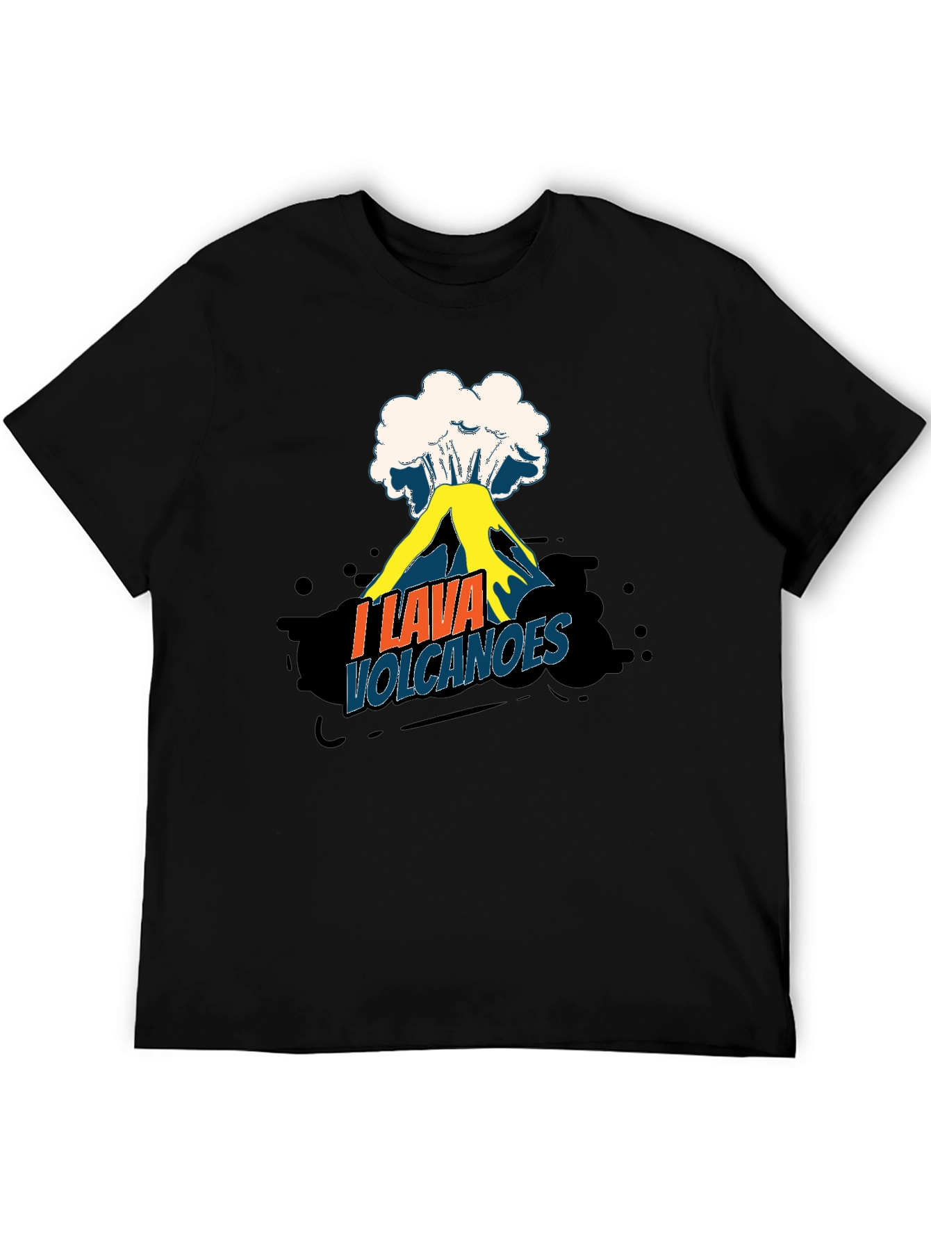 Black I Lava Volcanoes Funny Graphic Tee Shirt view 5