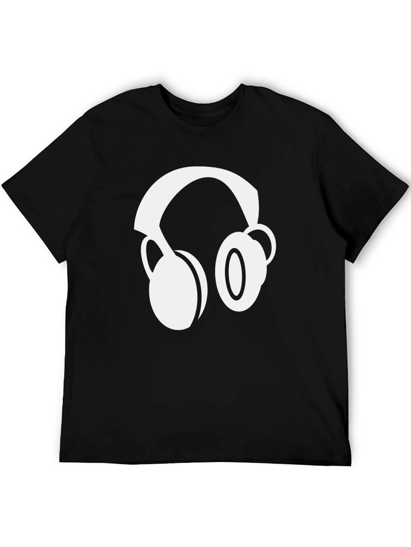 Black Black T-Shirt with Headphone Graphic view 5