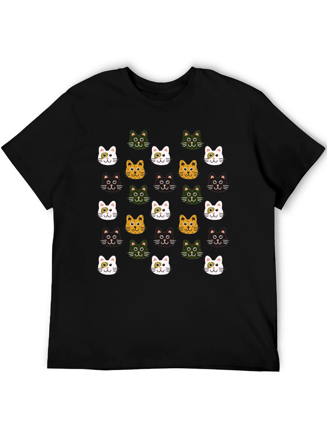 Black Cat Faces Pattern T-Shirt - Cute & Stylish view 5