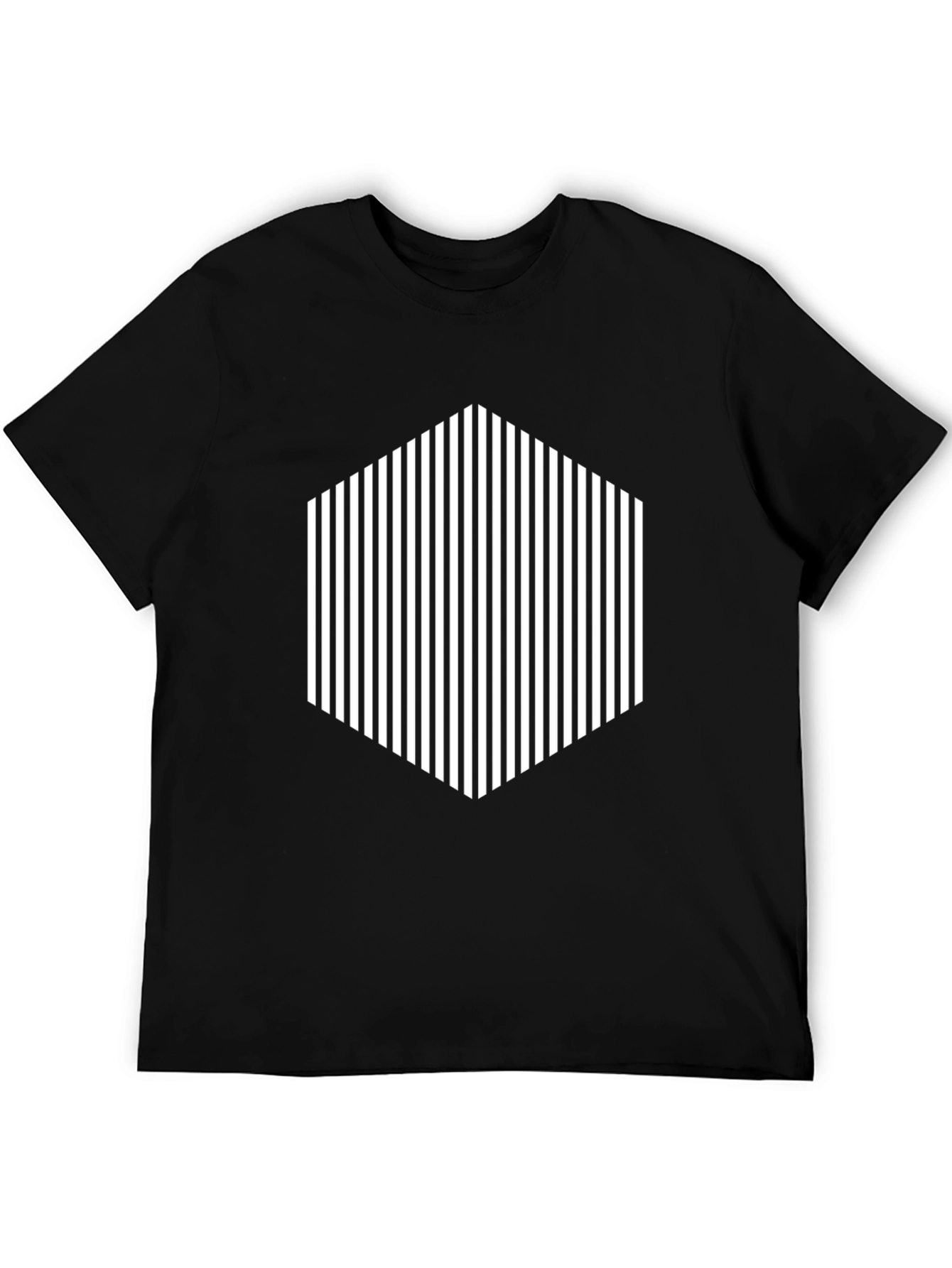 Black Striped Hexagon Graphic Tee - Modern Style view 5