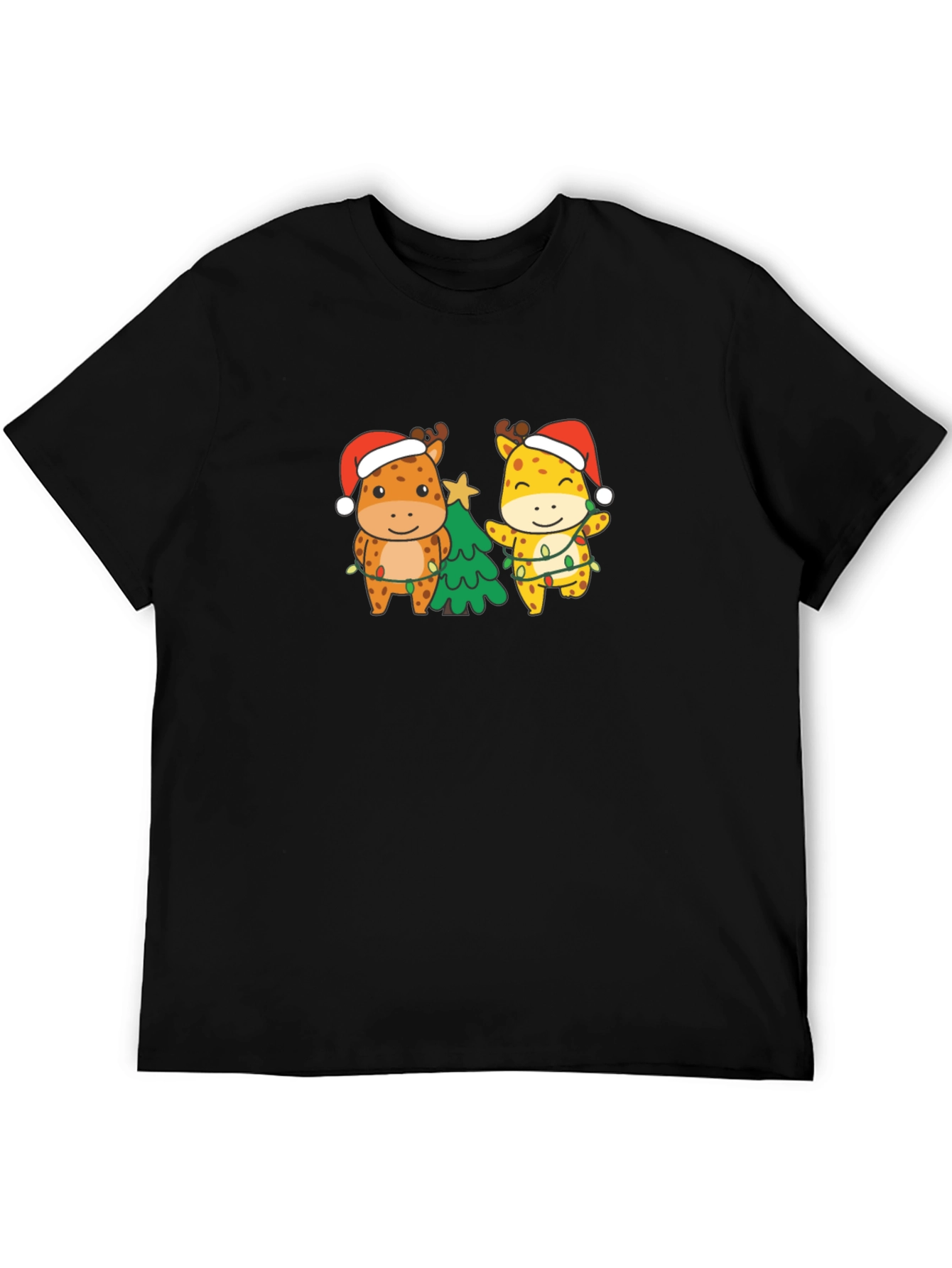 Black Christmas Giraffe T-Shirt - Holiday Gift view 5