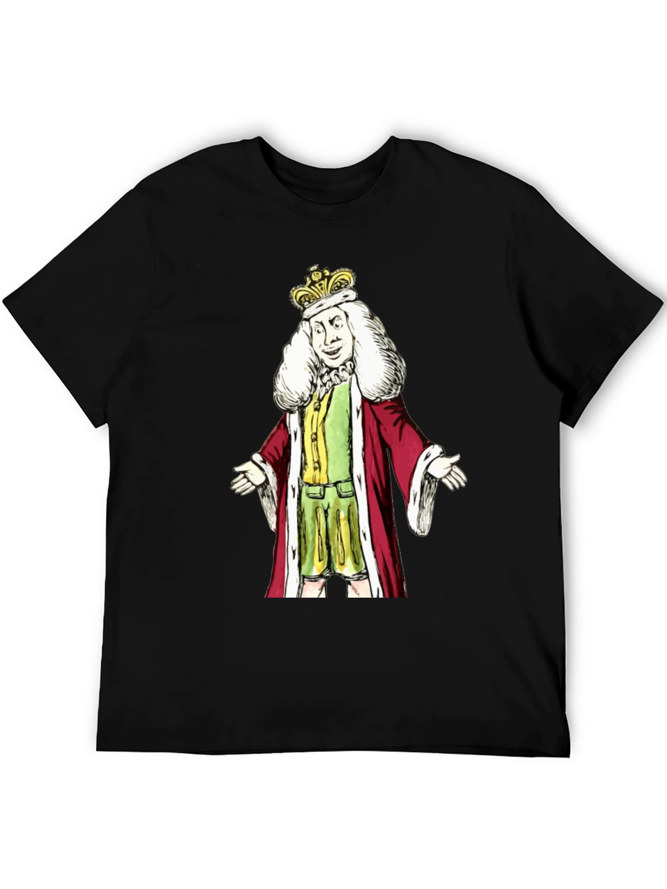 Black King Cartoon Graphic T-Shirt - Black Cotton Tee view 5