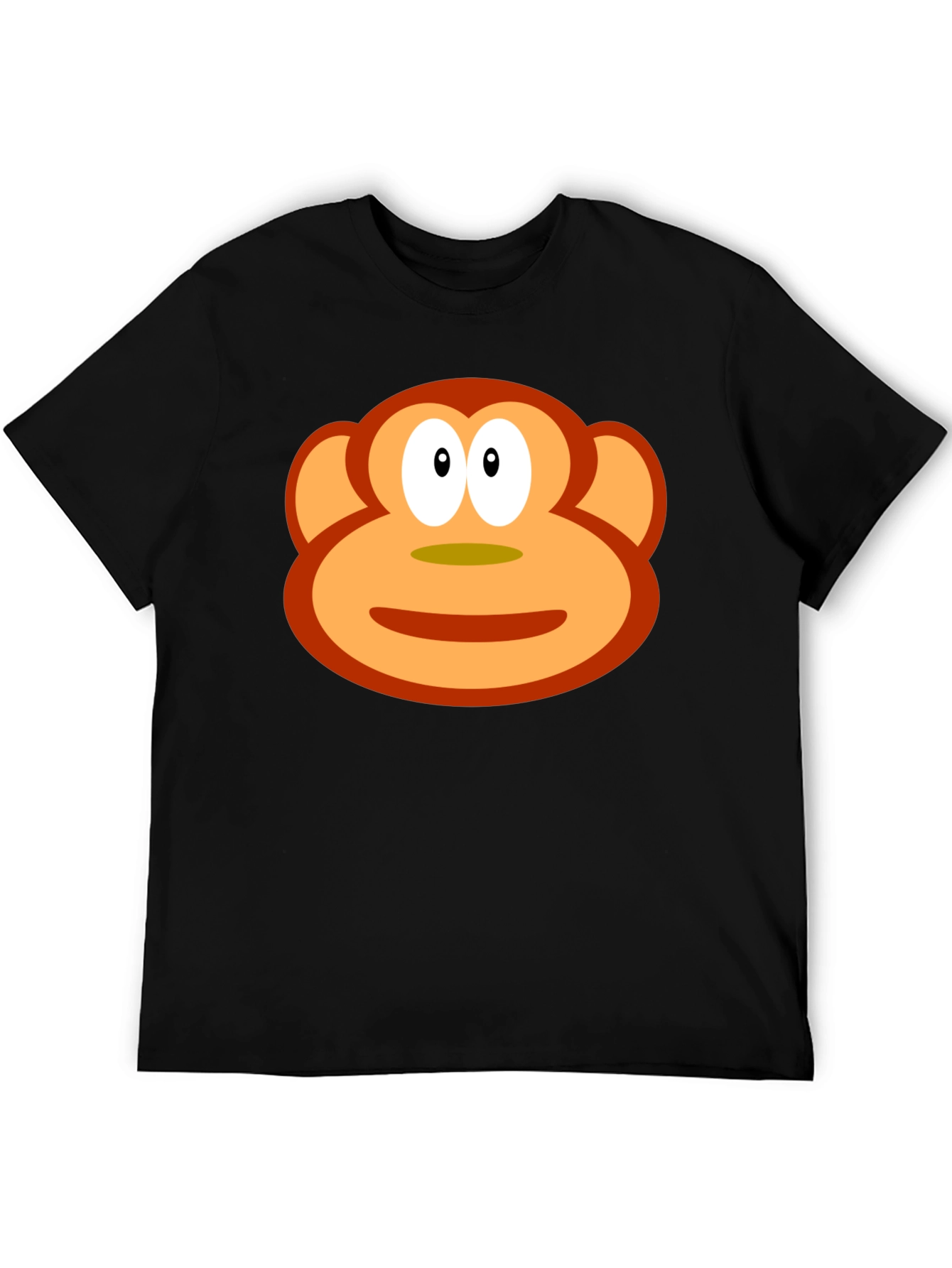 Black Funny Monkey Face Graphic Black T-Shirt view 5