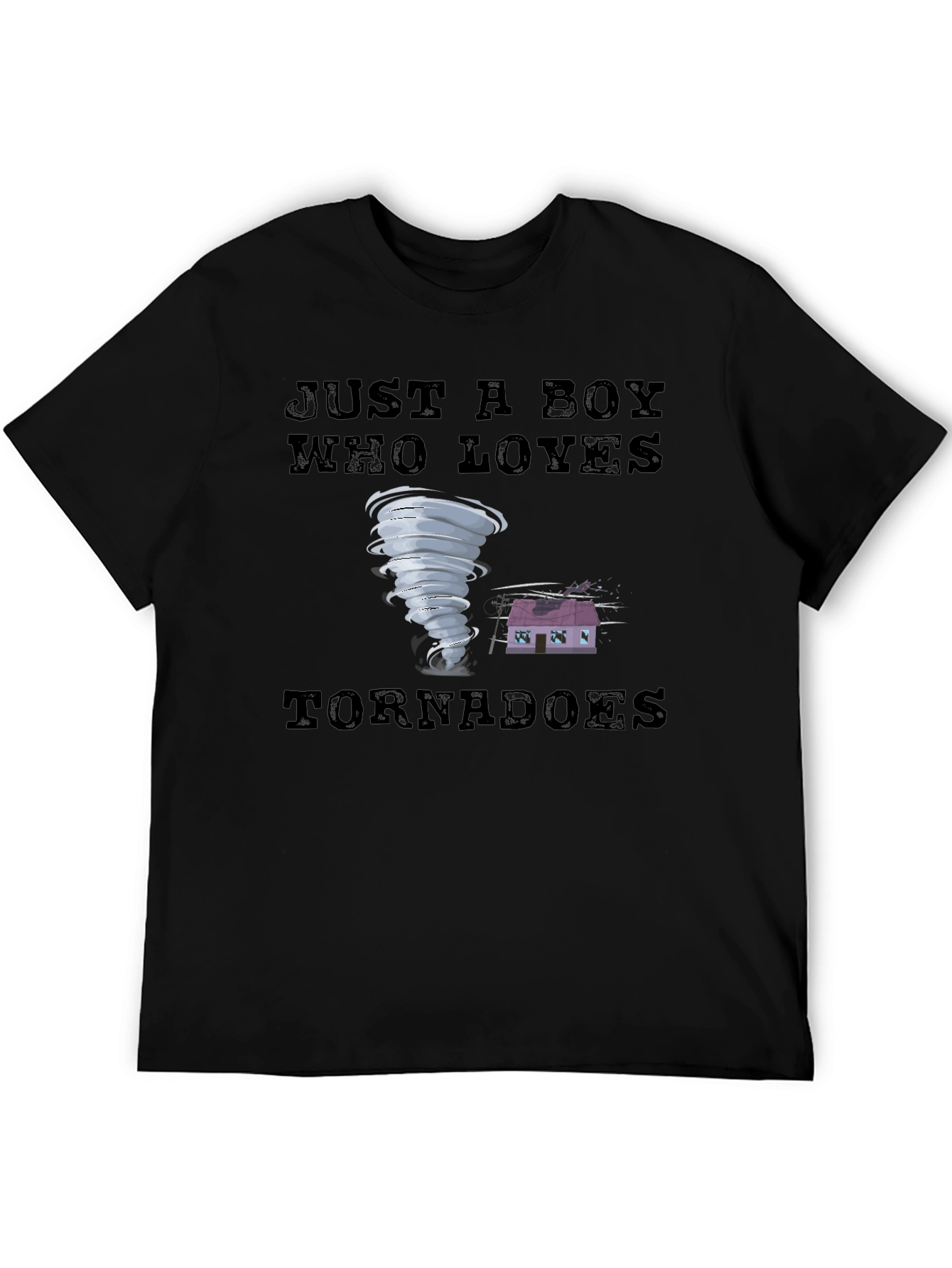 Black Just a Boy Who Loves Tornadoes T-Shirt view 5